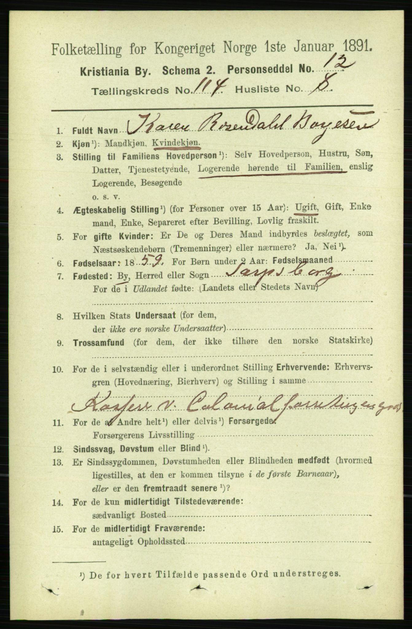 RA, 1891 census for 0301 Kristiania, 1891, p. 60955