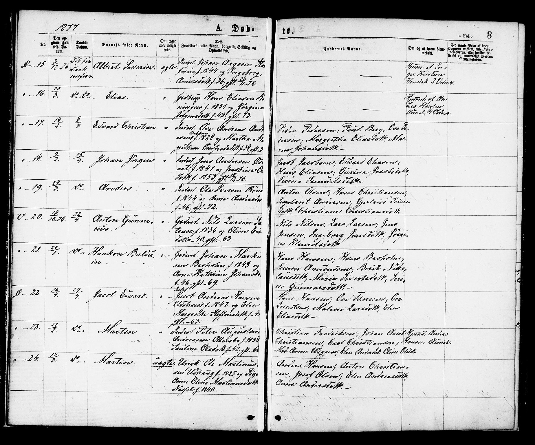 Ministerialprotokoller, klokkerbøker og fødselsregistre - Sør-Trøndelag, AV/SAT-A-1456/659/L0738: Parish register (official) no. 659A08, 1876-1878, p. 8