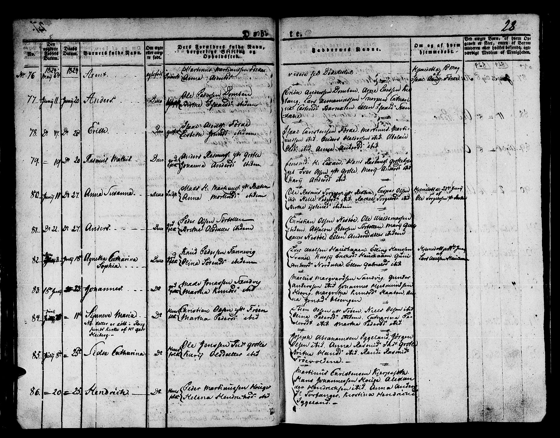 Kinn sokneprestembete, SAB/A-80801/H/Haa/Haaa/L0004/0001: Parish register (official) no. A 4I, 1822-1840, p. 28