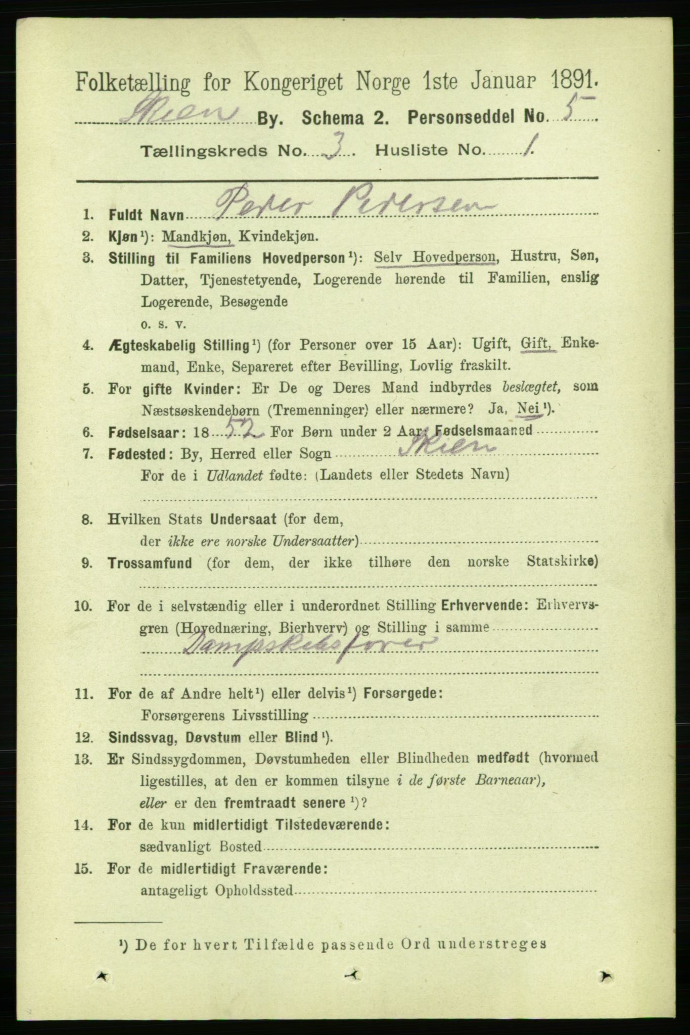 RA, 1891 census for 0806 Skien, 1891, p. 2469