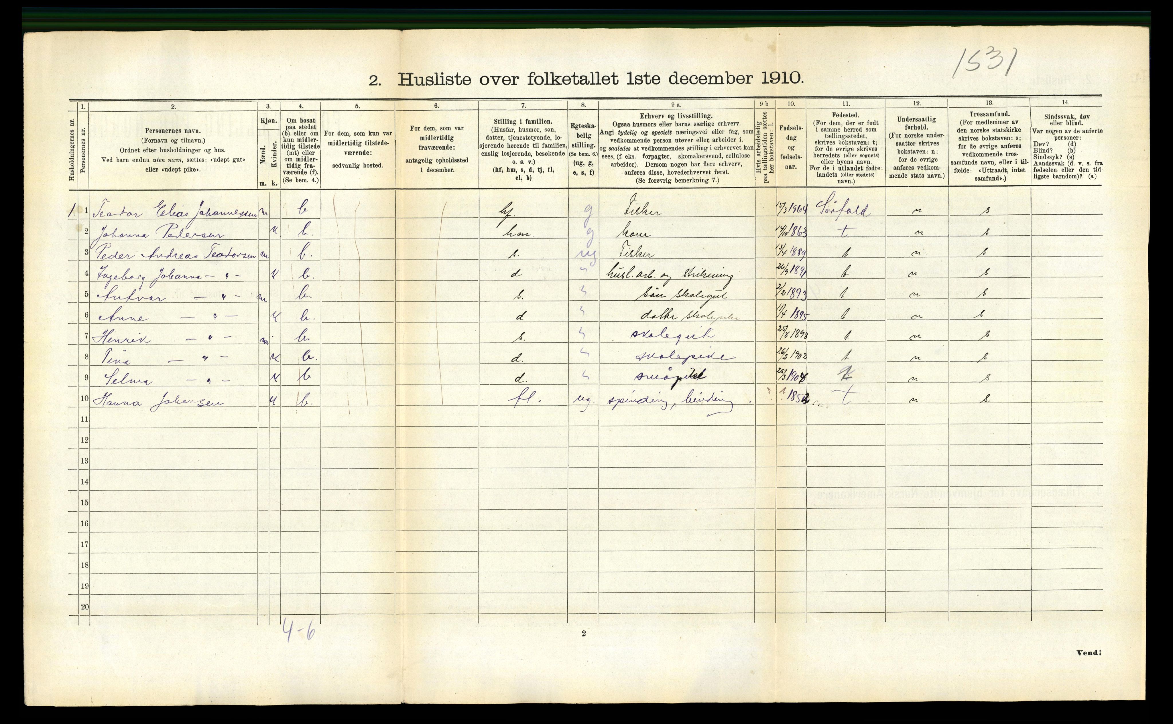 RA, 1910 census for Leiranger, 1910, p. 370