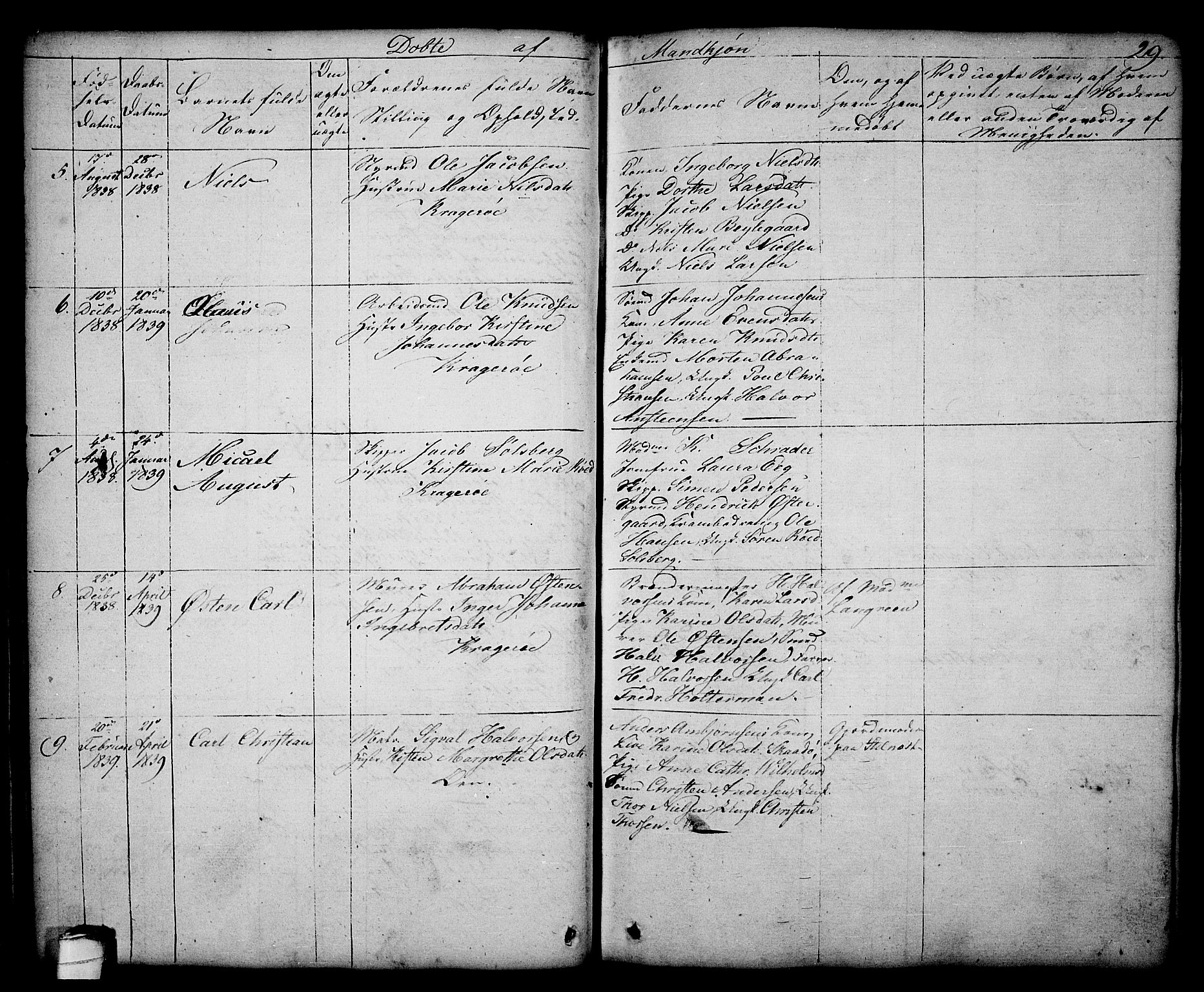 Kragerø kirkebøker, SAKO/A-278/G/Ga/L0003: Parish register (copy) no. 3, 1832-1852, p. 29