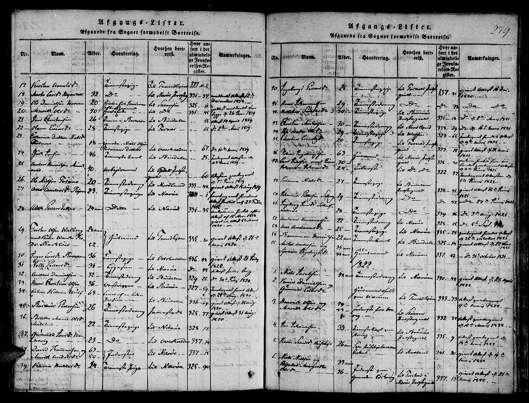 Ministerialprotokoller, klokkerbøker og fødselsregistre - Nord-Trøndelag, AV/SAT-A-1458/780/L0636: Parish register (official) no. 780A03 /1, 1815-1830, p. 279