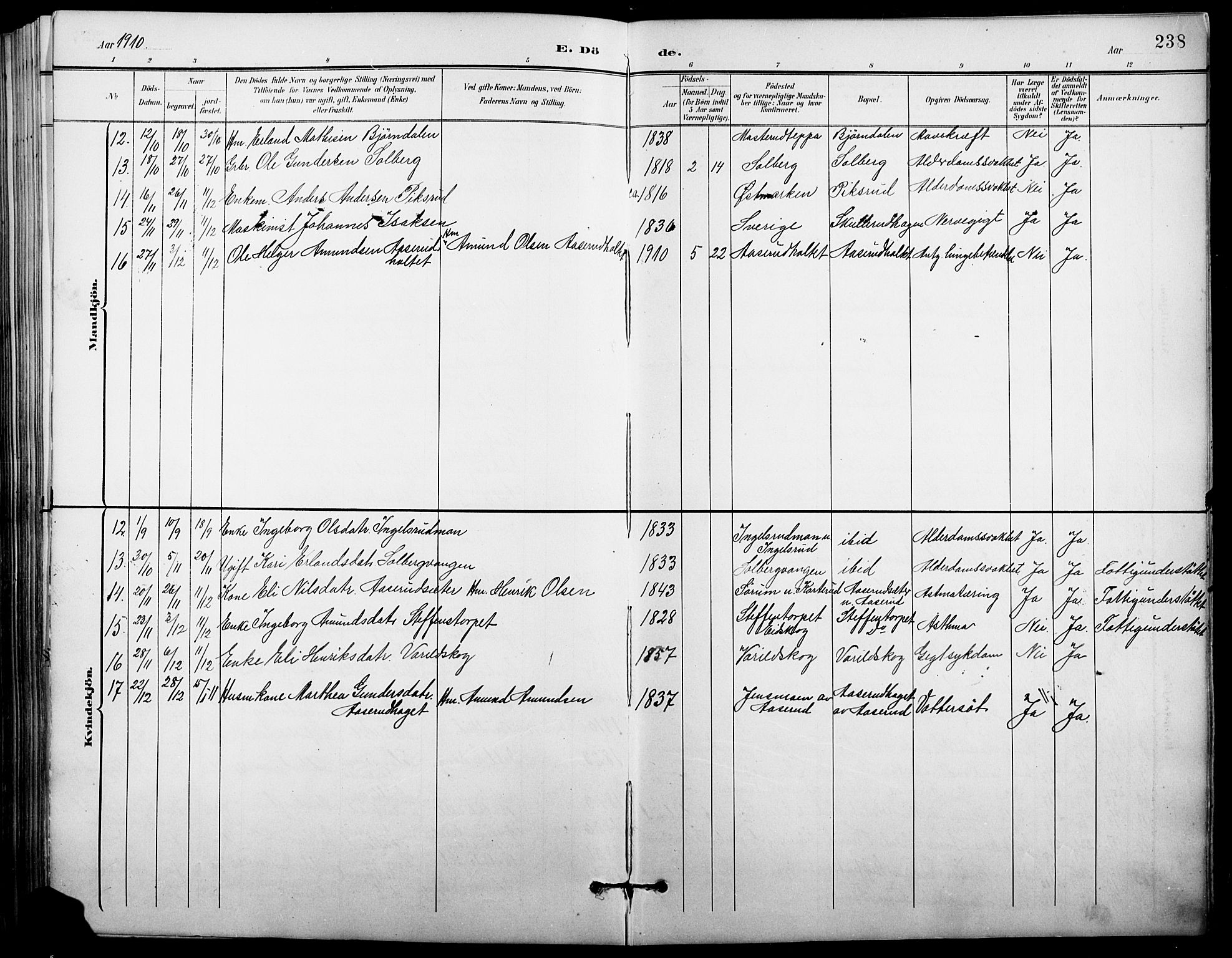 Vinger prestekontor, AV/SAH-PREST-024/H/Ha/Hab/L0004: Parish register (copy) no. 4, 1895-1920, p. 238