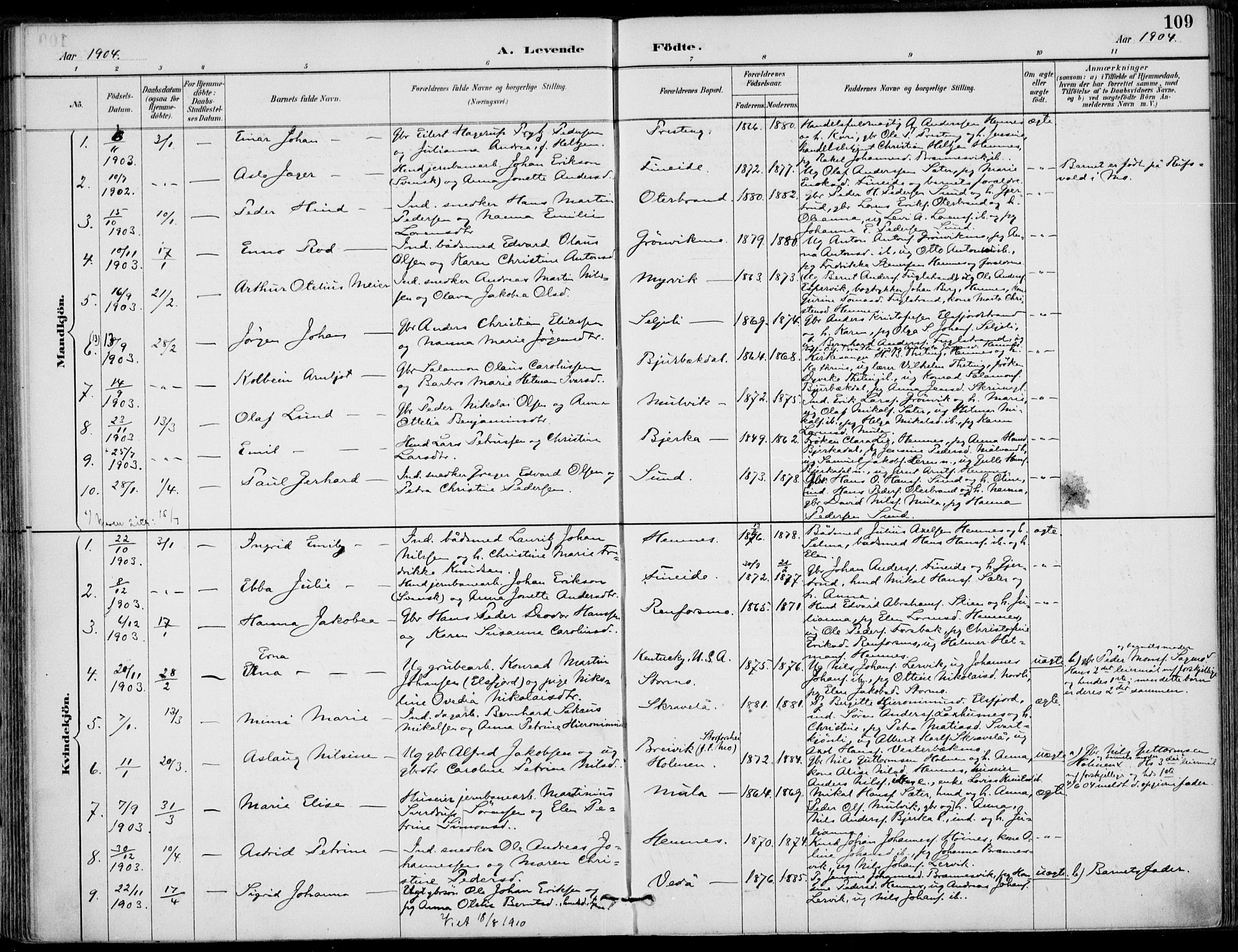 Ministerialprotokoller, klokkerbøker og fødselsregistre - Nordland, SAT/A-1459/825/L0362: Parish register (official) no. 825A16, 1886-1908, p. 109