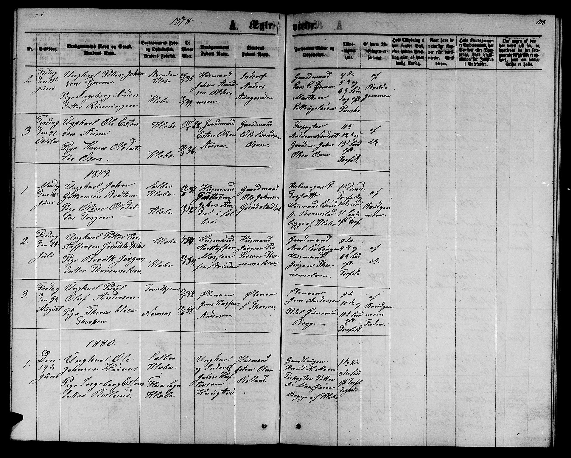 Ministerialprotokoller, klokkerbøker og fødselsregistre - Sør-Trøndelag, SAT/A-1456/618/L0451: Parish register (copy) no. 618C02, 1865-1883, p. 128