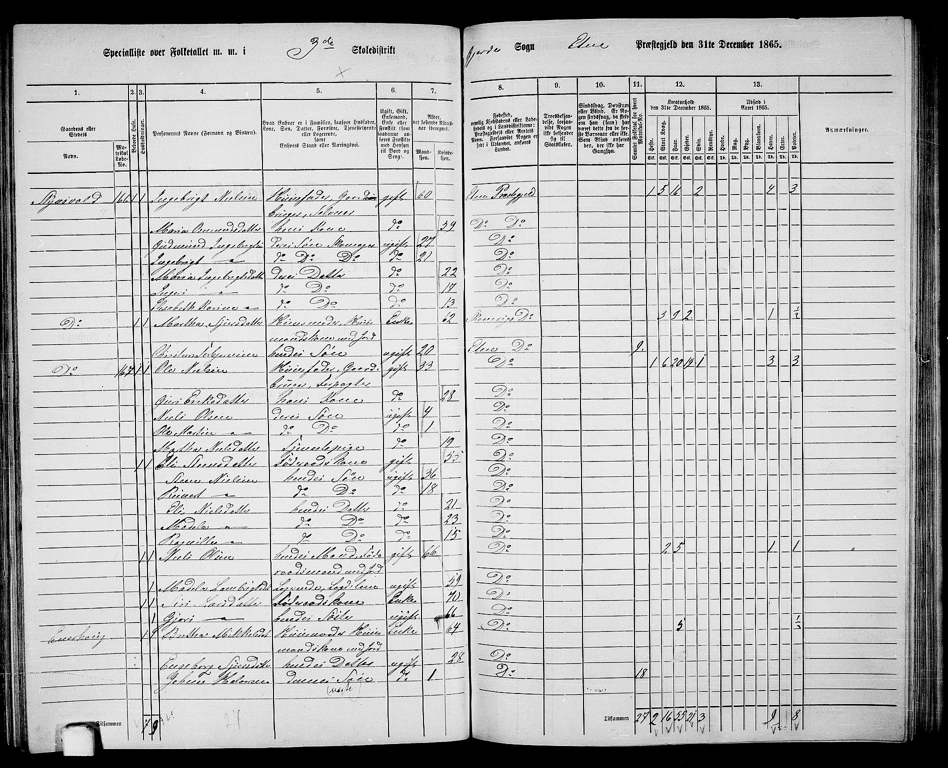 RA, 1865 census for Etne, 1865, p. 123