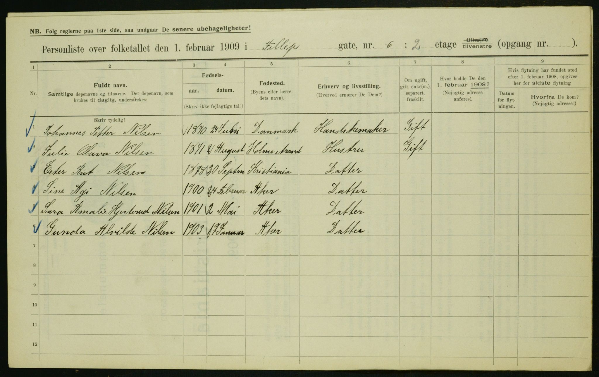 OBA, Municipal Census 1909 for Kristiania, 1909, p. 21911