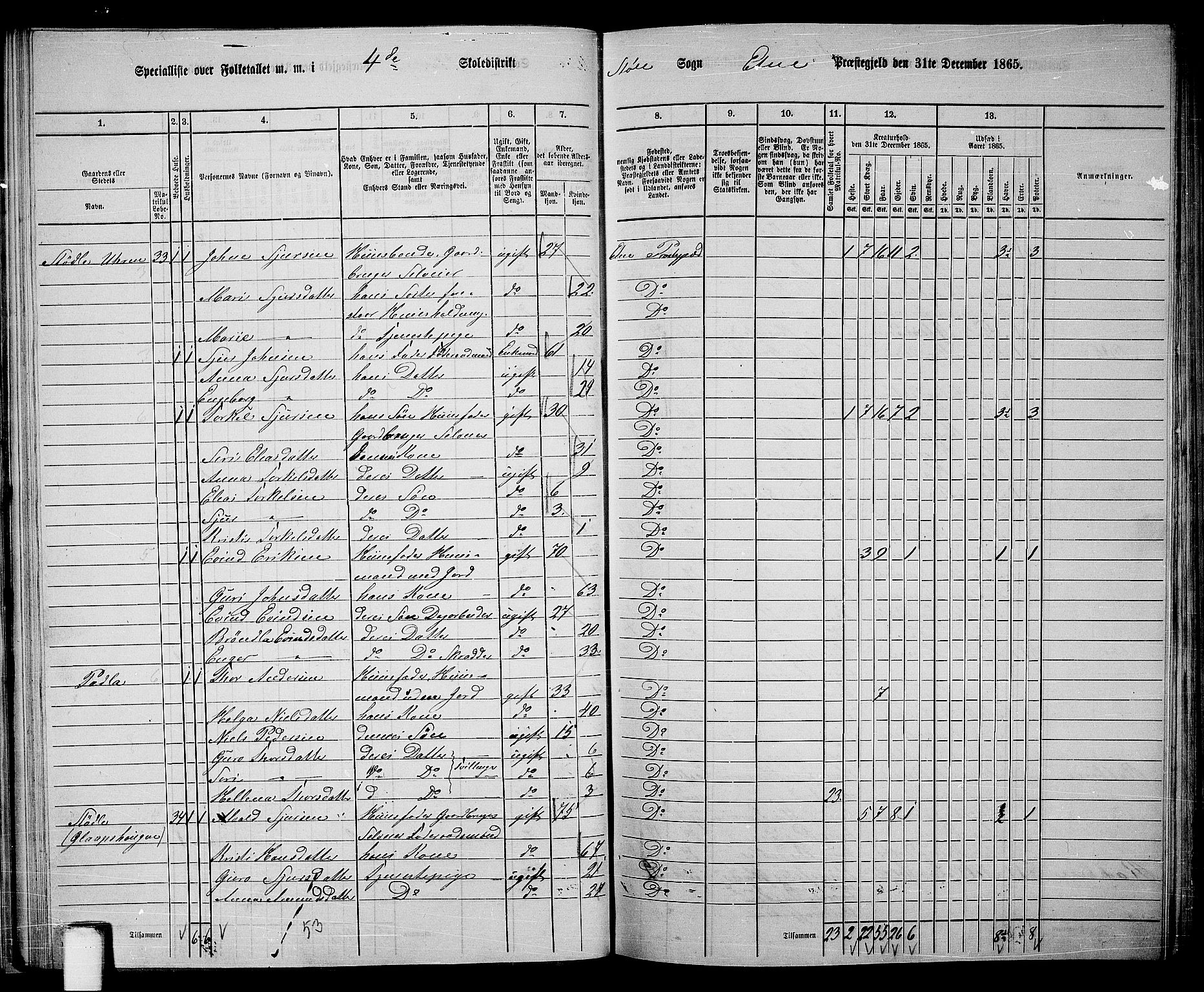 RA, 1865 census for Etne, 1865, p. 40