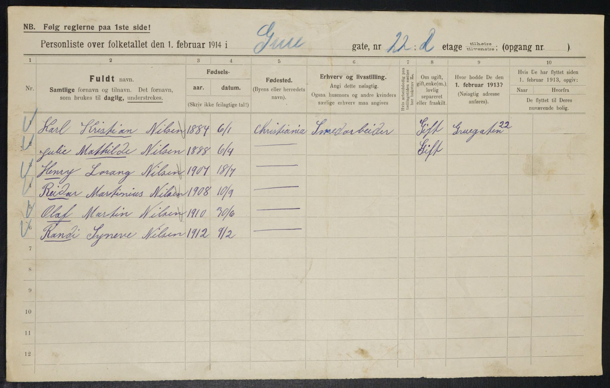 OBA, Municipal Census 1914 for Kristiania, 1914, p. 30739