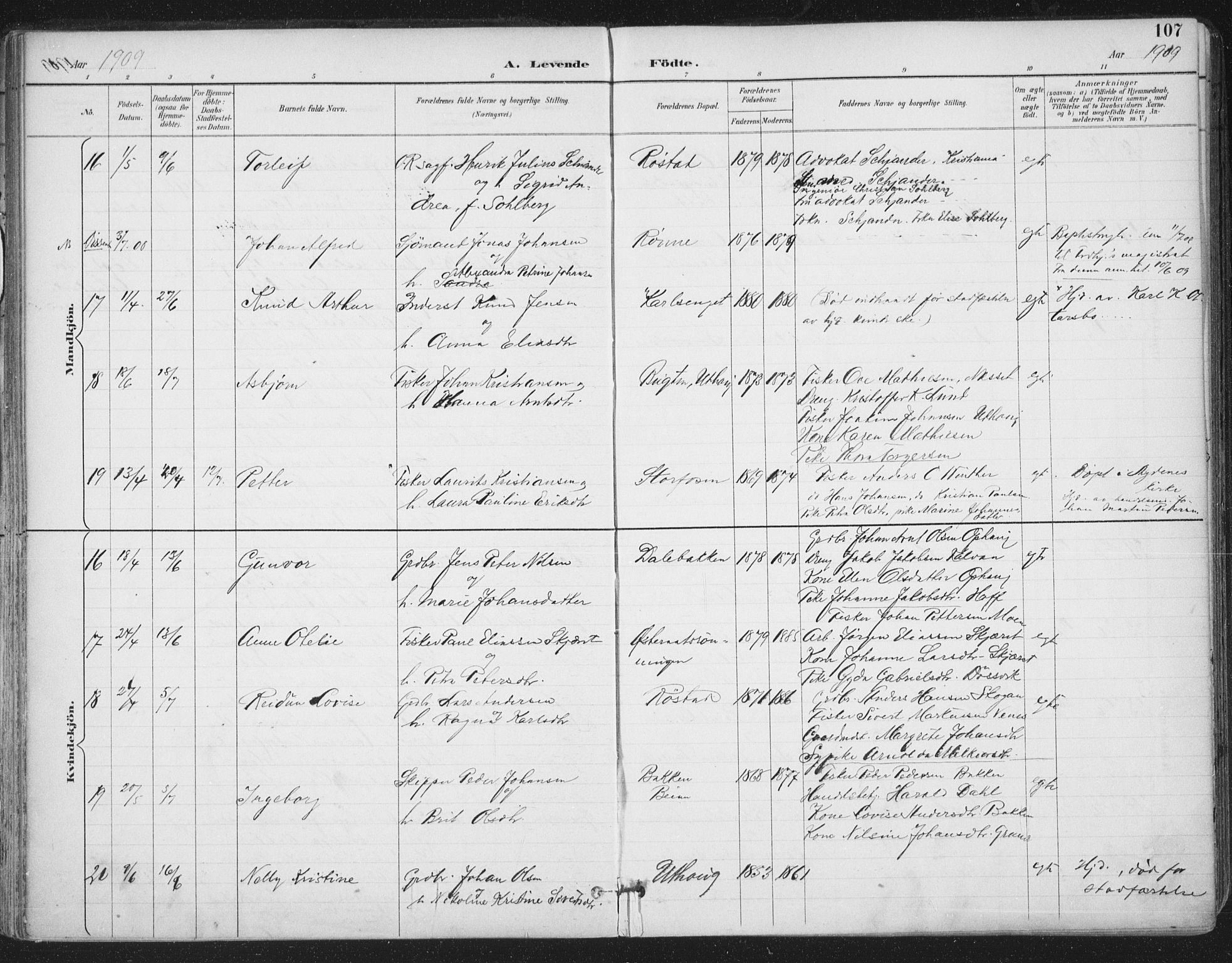 Ministerialprotokoller, klokkerbøker og fødselsregistre - Sør-Trøndelag, SAT/A-1456/659/L0743: Parish register (official) no. 659A13, 1893-1910, p. 107