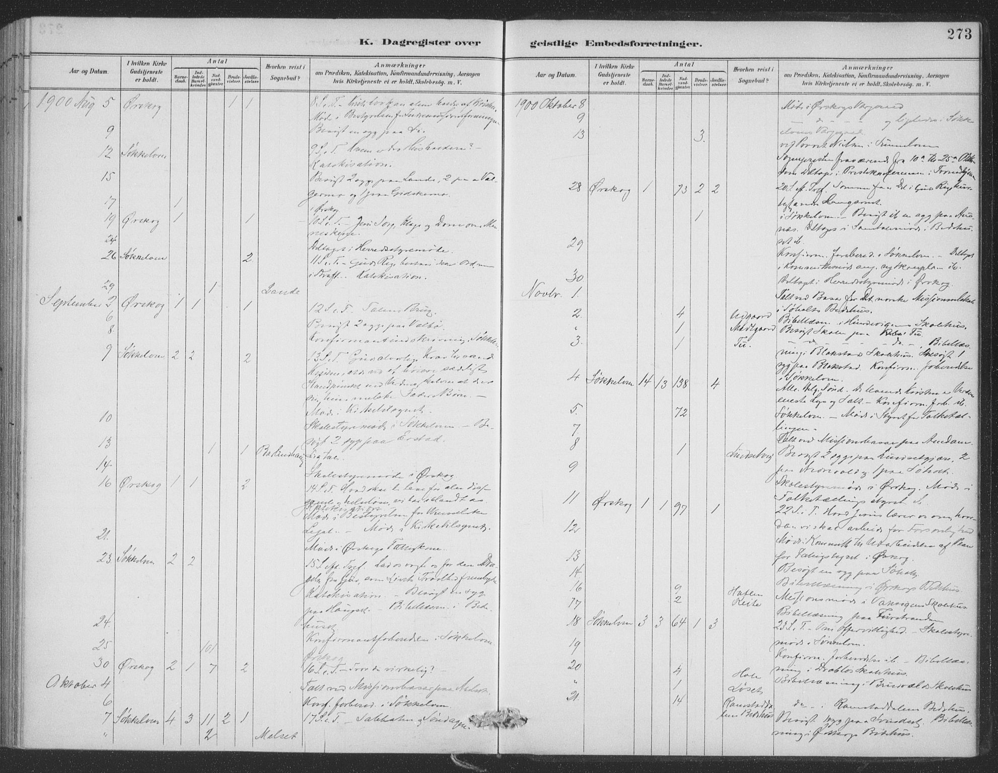 Ministerialprotokoller, klokkerbøker og fødselsregistre - Møre og Romsdal, AV/SAT-A-1454/522/L0316: Parish register (official) no. 522A11, 1890-1911, p. 273