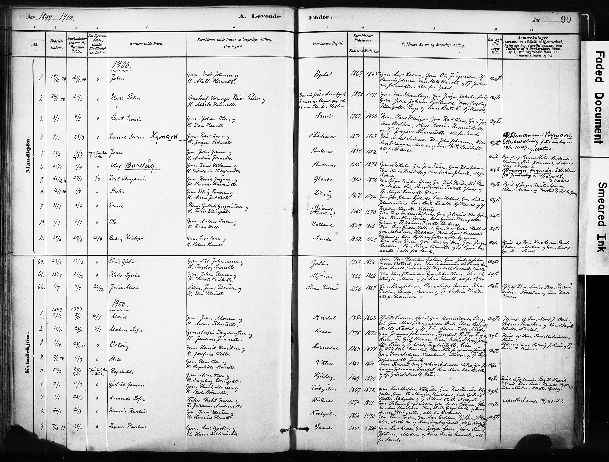 Gulen sokneprestembete, SAB/A-80201/H/Haa/Haab/L0001: Parish register (official) no. B 1, 1881-1905, p. 90