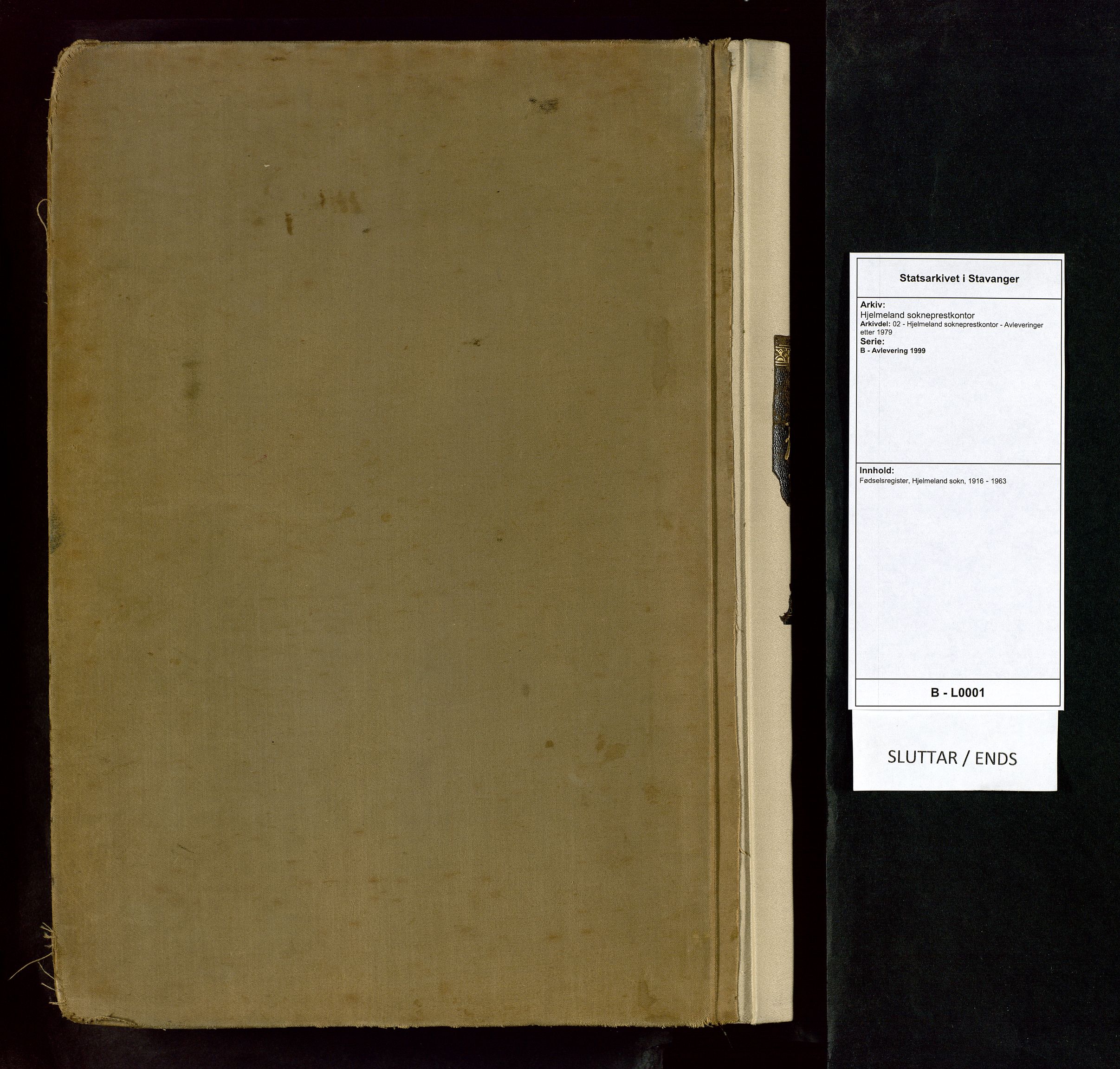 Hjelmeland sokneprestkontor, AV/SAST-A-101843/02/B/L0001: Birth register no. 1, 1916-1963