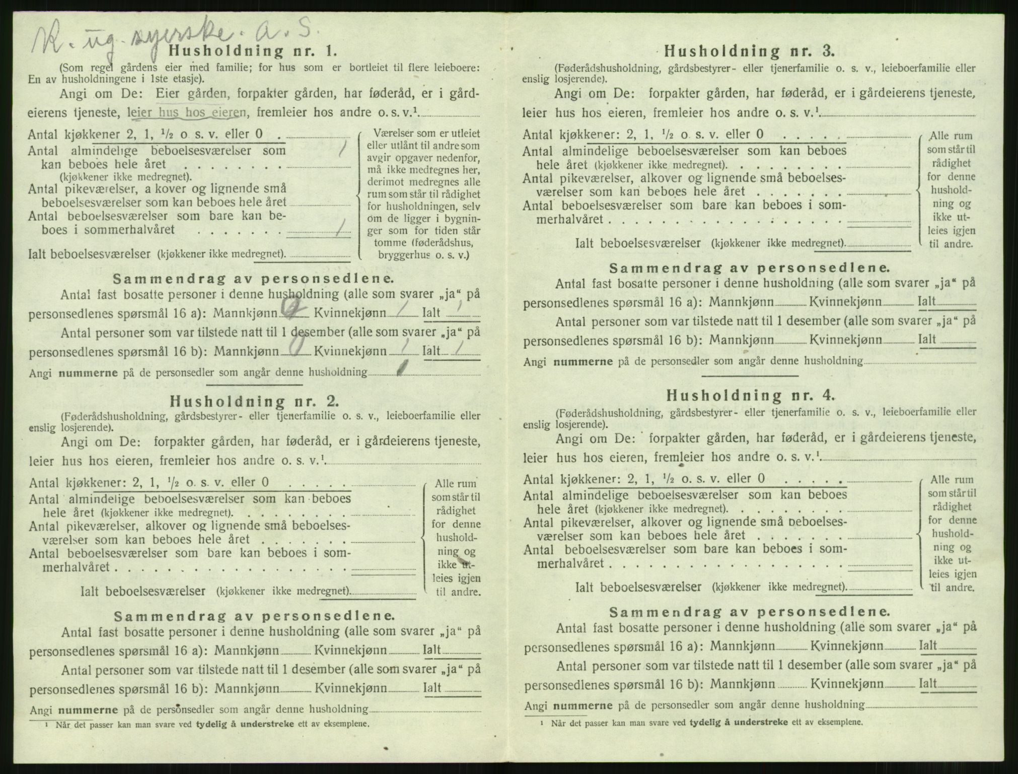 SAT, 1920 census for Sunnylven, 1920, p. 105