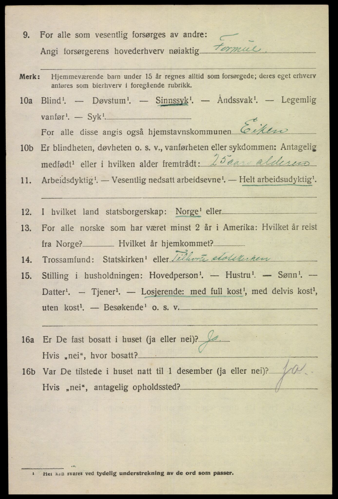 SAK, 1920 census for Eiken, 1920, p. 770