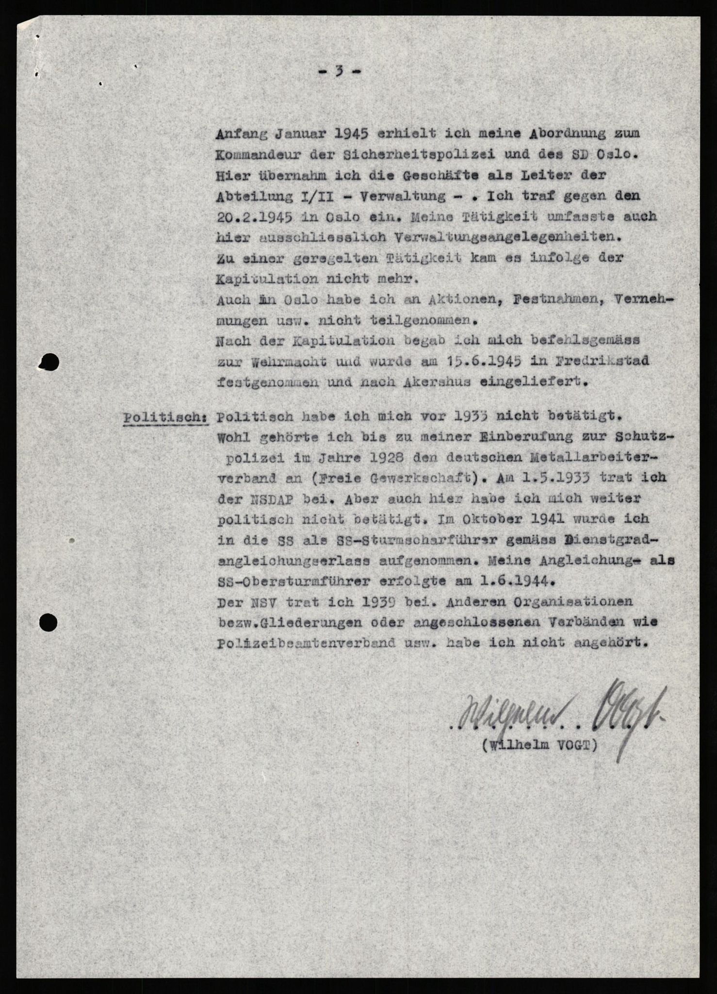 Forsvaret, Forsvarets overkommando II, AV/RA-RAFA-3915/D/Db/L0034: CI Questionaires. Tyske okkupasjonsstyrker i Norge. Tyskere., 1945-1946, p. 308