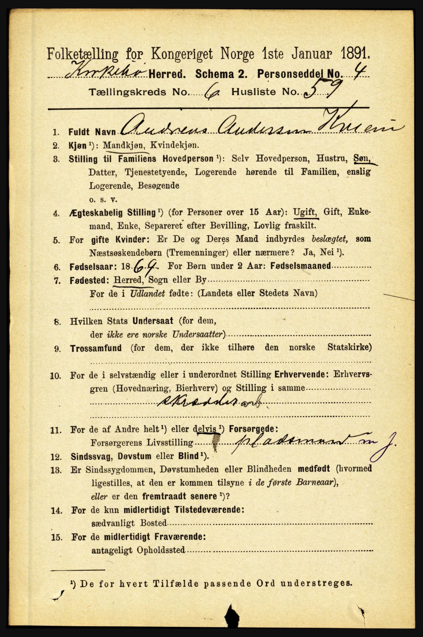 RA, 1891 census for 1416 Kyrkjebø, 1891, p. 1801