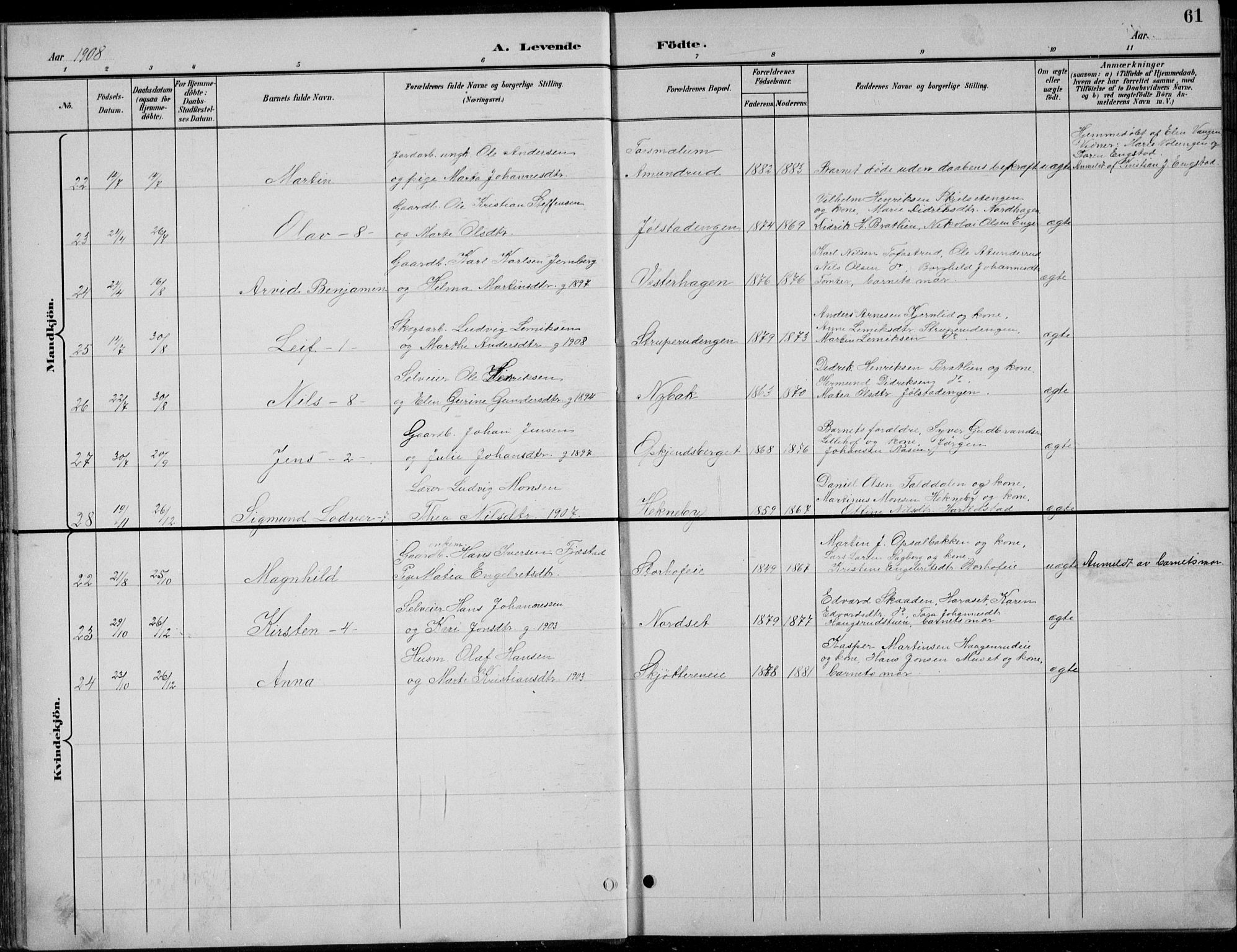 Romedal prestekontor, AV/SAH-PREST-004/L/L0013: Parish register (copy) no. 13, 1896-1937, p. 61