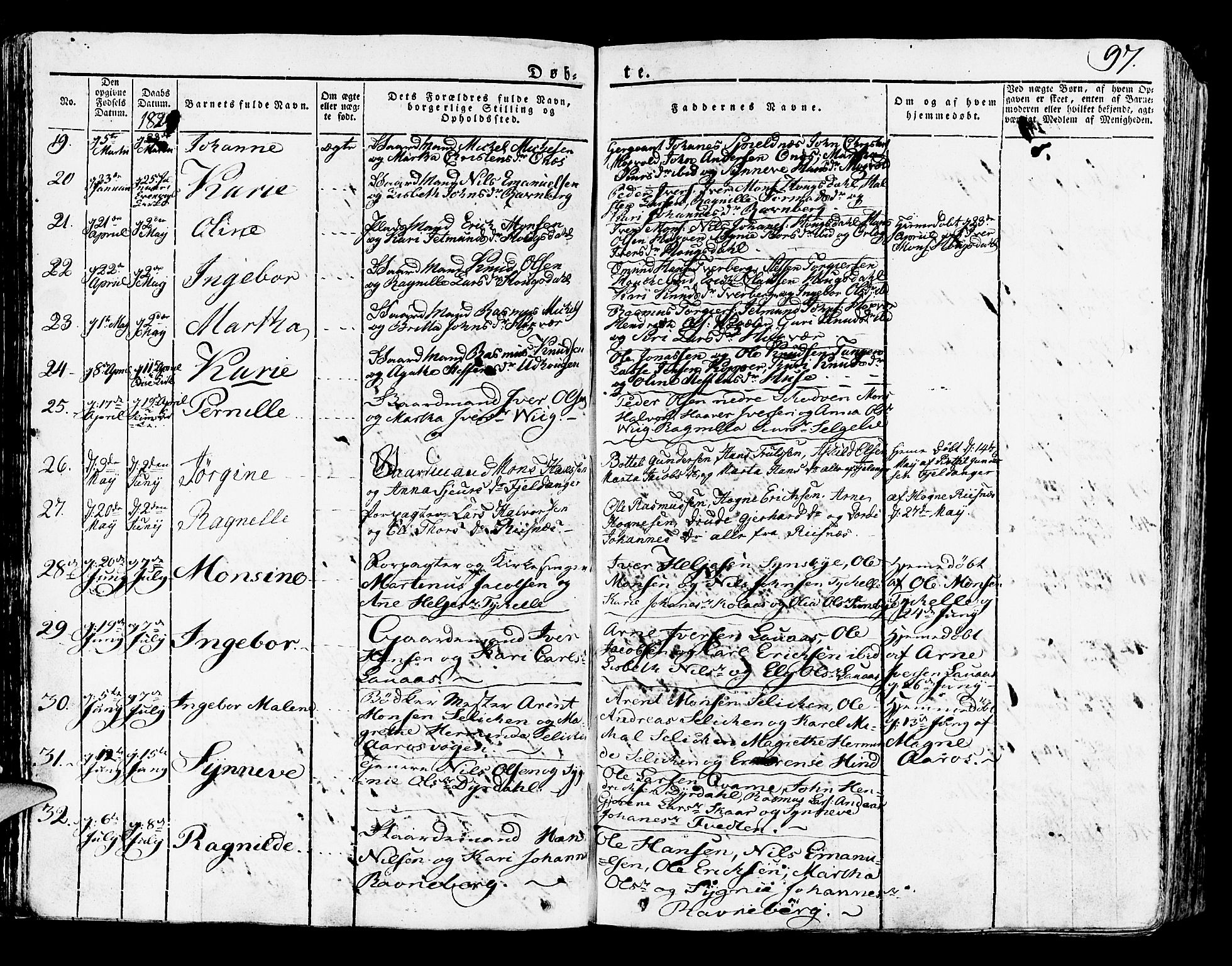 Lindås Sokneprestembete, SAB/A-76701/H/Haa: Parish register (official) no. A 8, 1823-1836, p. 97