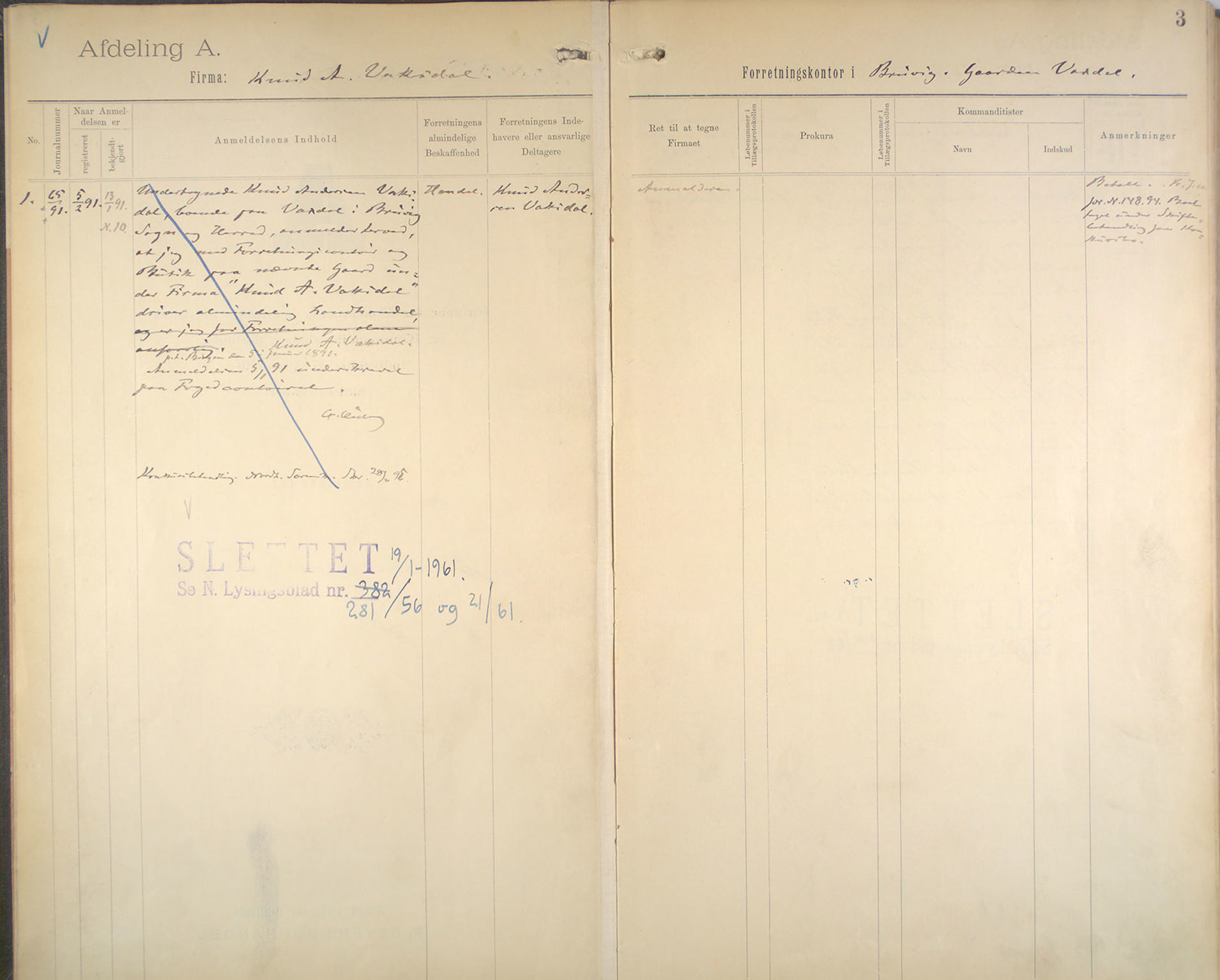 Nordhordland sorenskrivar, AV/SAB-A-2901/1/L/La/L0001: Firma for einskildmann, ansvarlege selskap og kommandittselskap, 1891-1894, p. 3