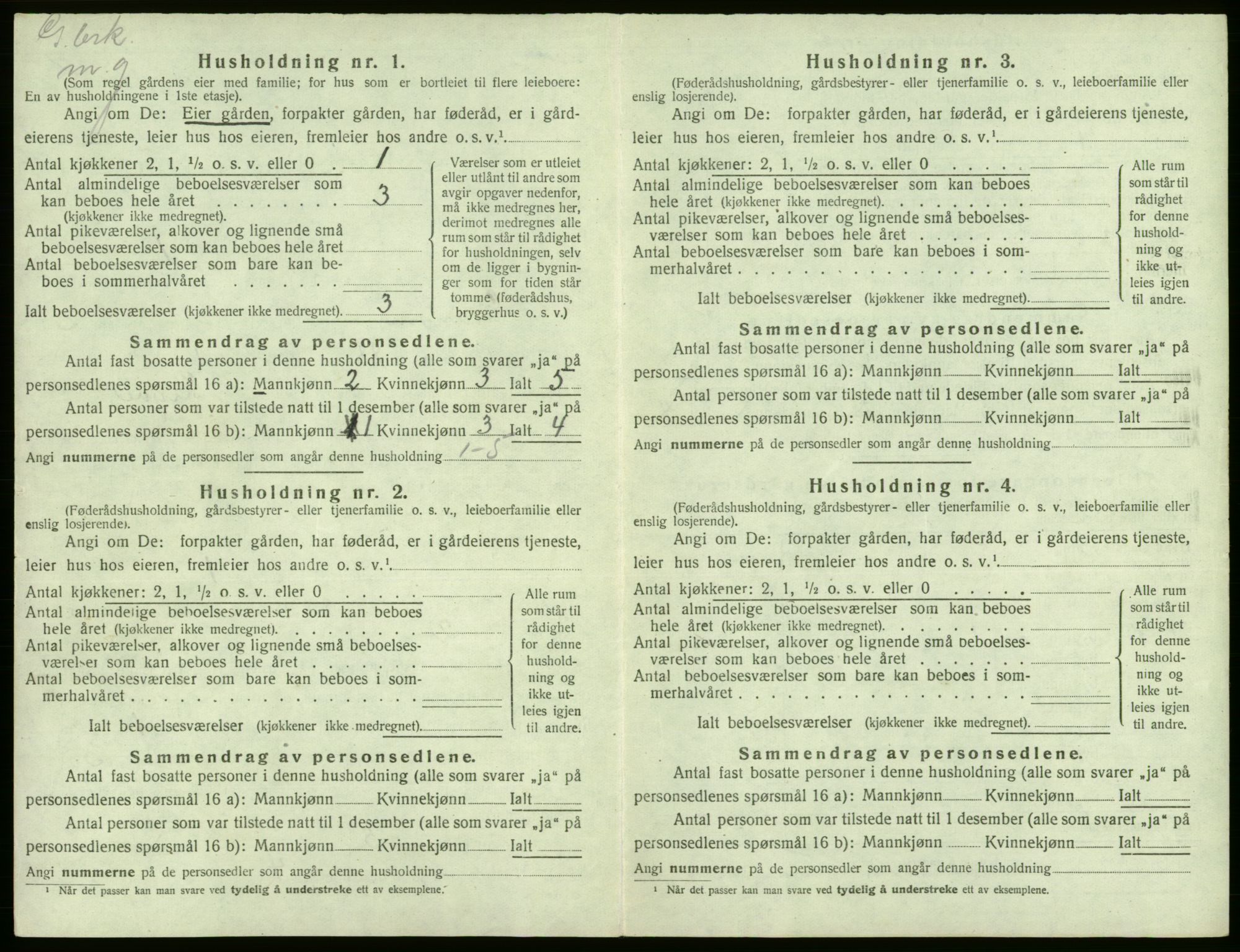 SAB, 1920 census for Granvin, 1920, p. 52