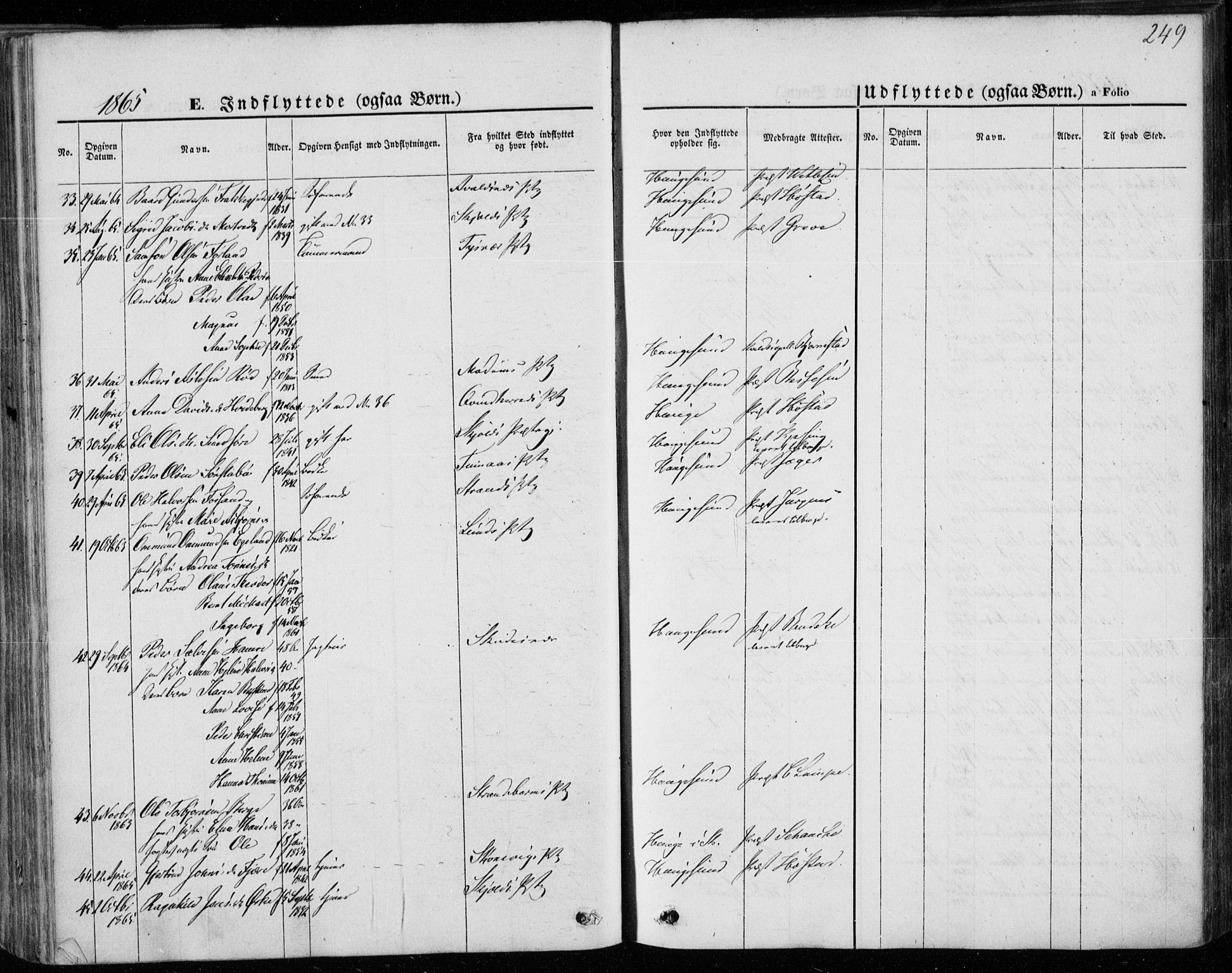 Torvastad sokneprestkontor, SAST/A -101857/H/Ha/Haa/L0011: Parish register (official) no. A 11, 1857-1866, p. 249