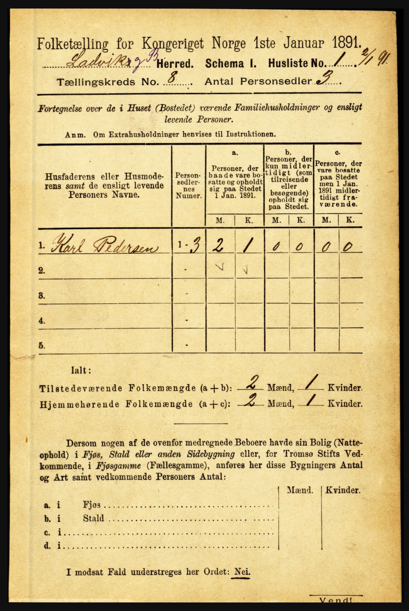 RA, 1891 census for 1415 Lavik og Brekke, 1891, p. 1463