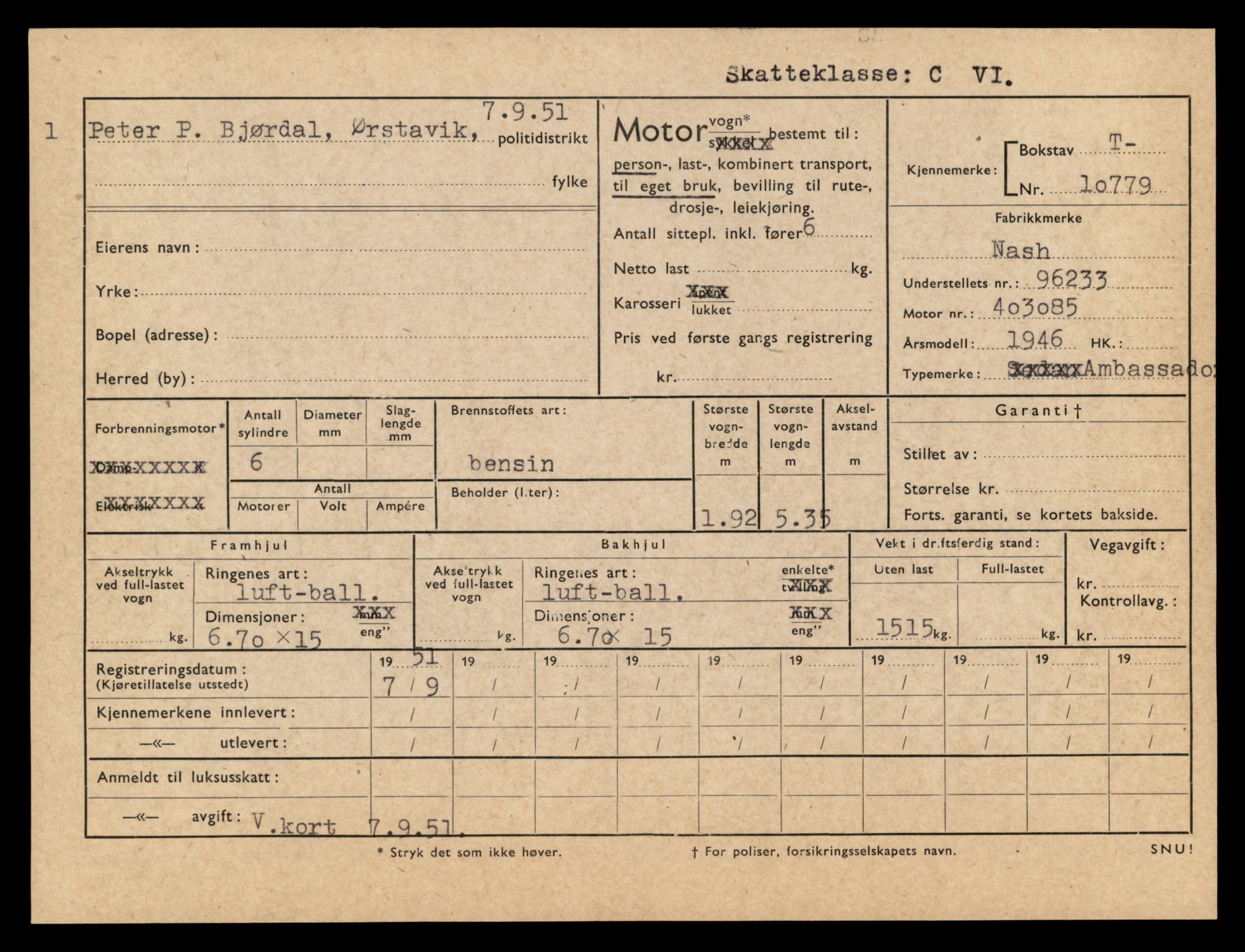 Møre og Romsdal vegkontor - Ålesund trafikkstasjon, AV/SAT-A-4099/F/Fe/L0023: Registreringskort for kjøretøy T 10695 - T 10809, 1927-1998, p. 2385