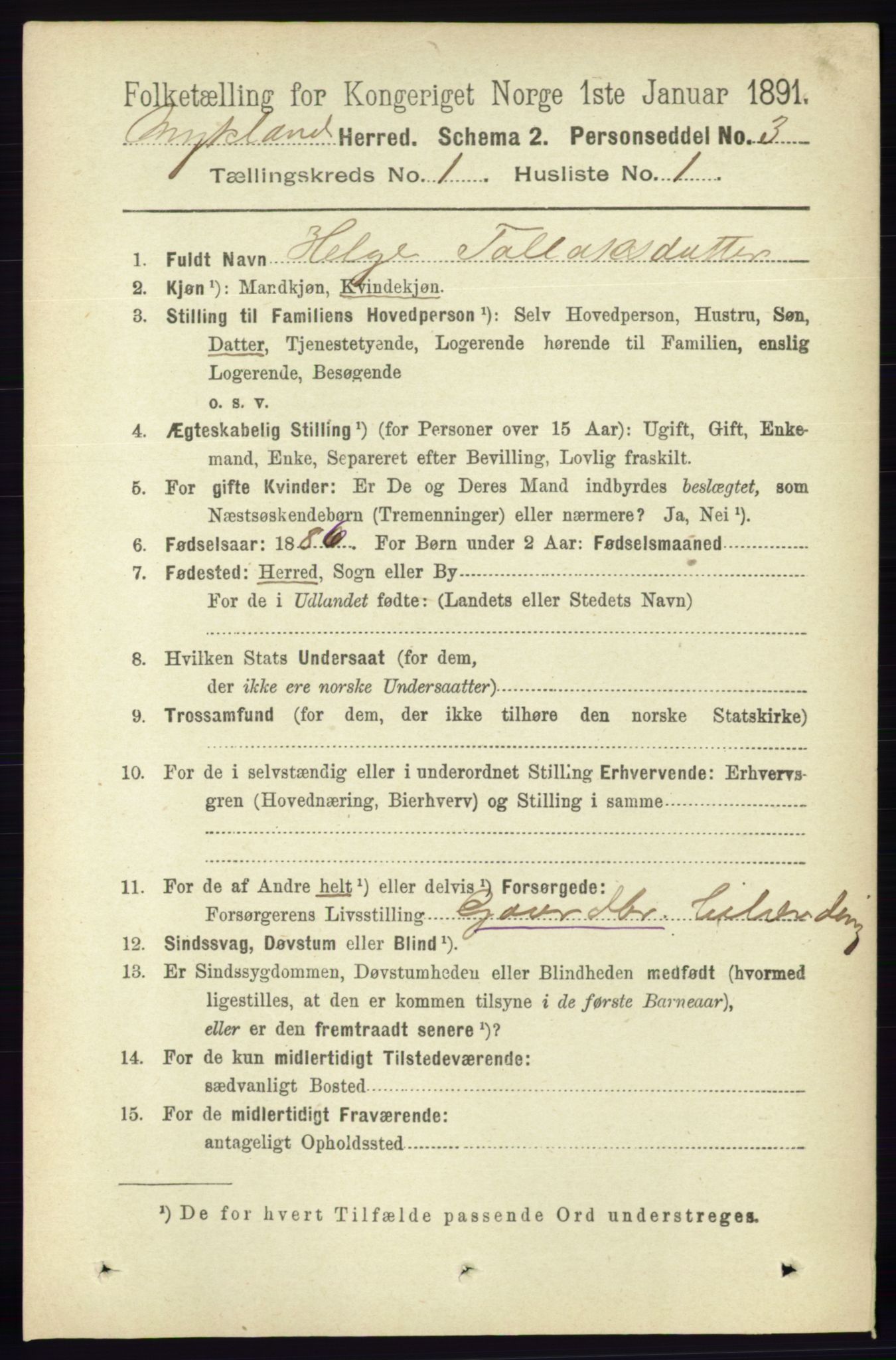 RA, 1891 census for 0932 Mykland, 1891, p. 48