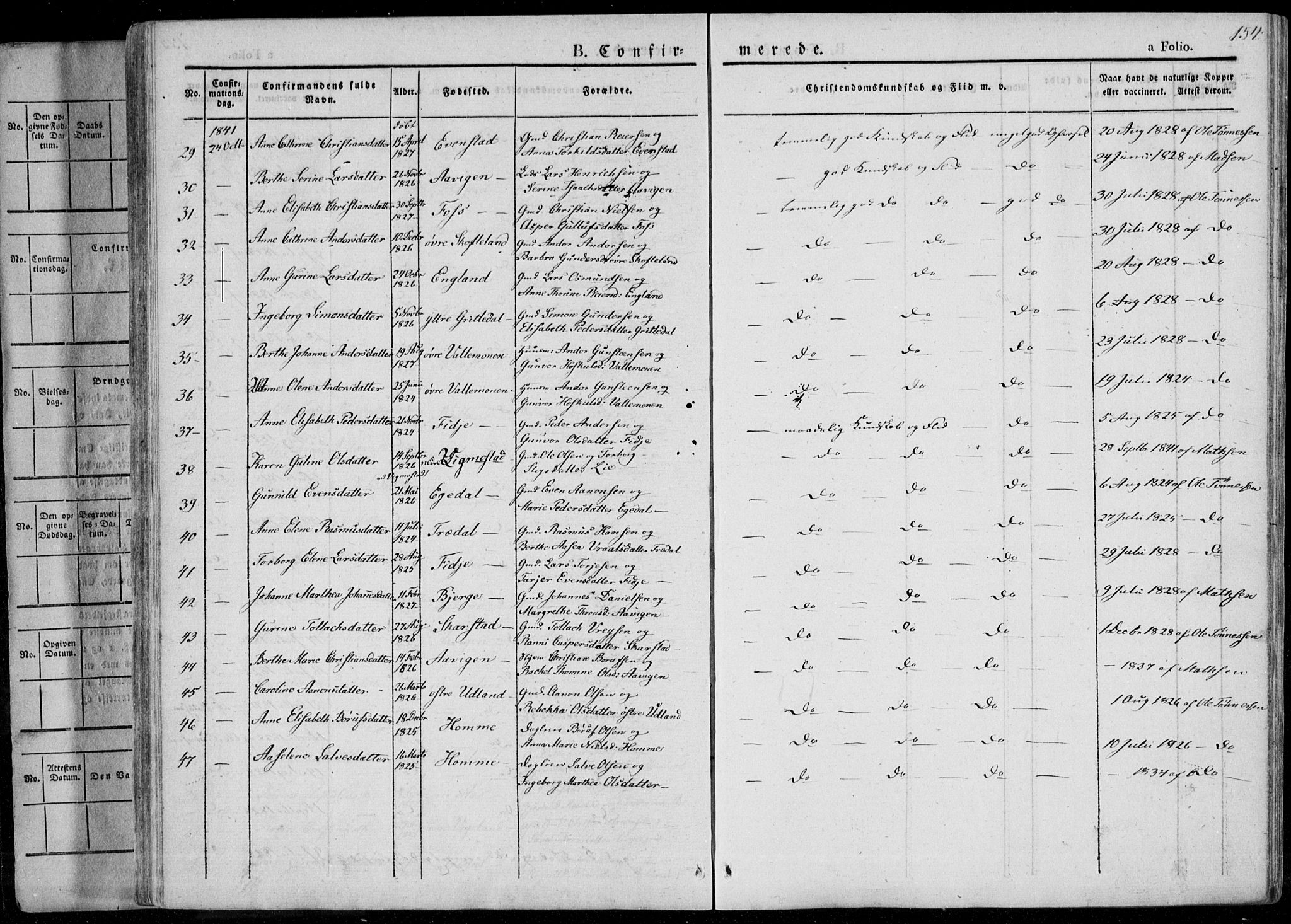 Sør-Audnedal sokneprestkontor, AV/SAK-1111-0039/F/Fa/Fab/L0006: Parish register (official) no. A 6, 1829-1855, p. 154