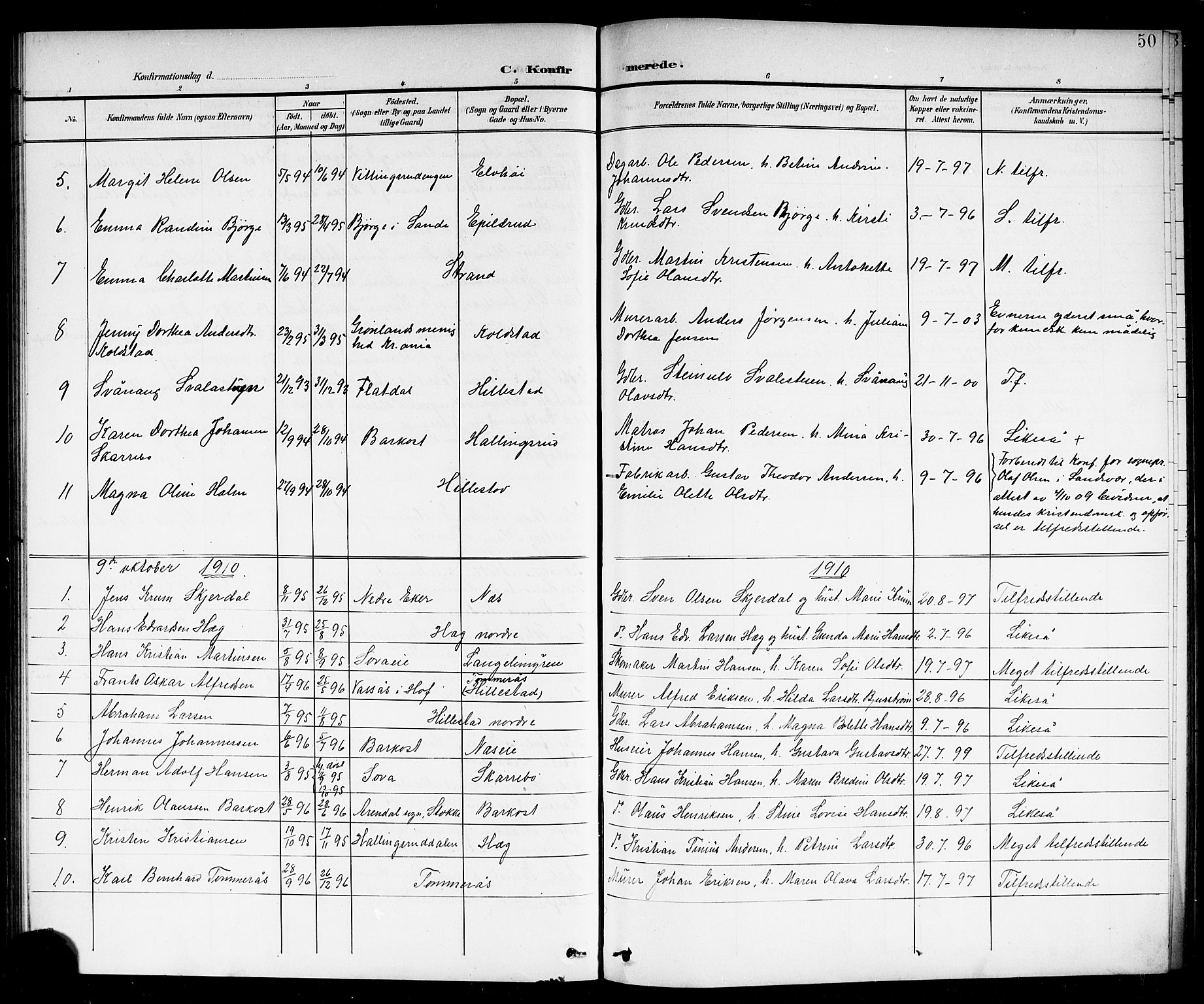 Botne kirkebøker, SAKO/A-340/G/Gb/L0004: Parish register (copy) no. II 3, 1899-1917, p. 50