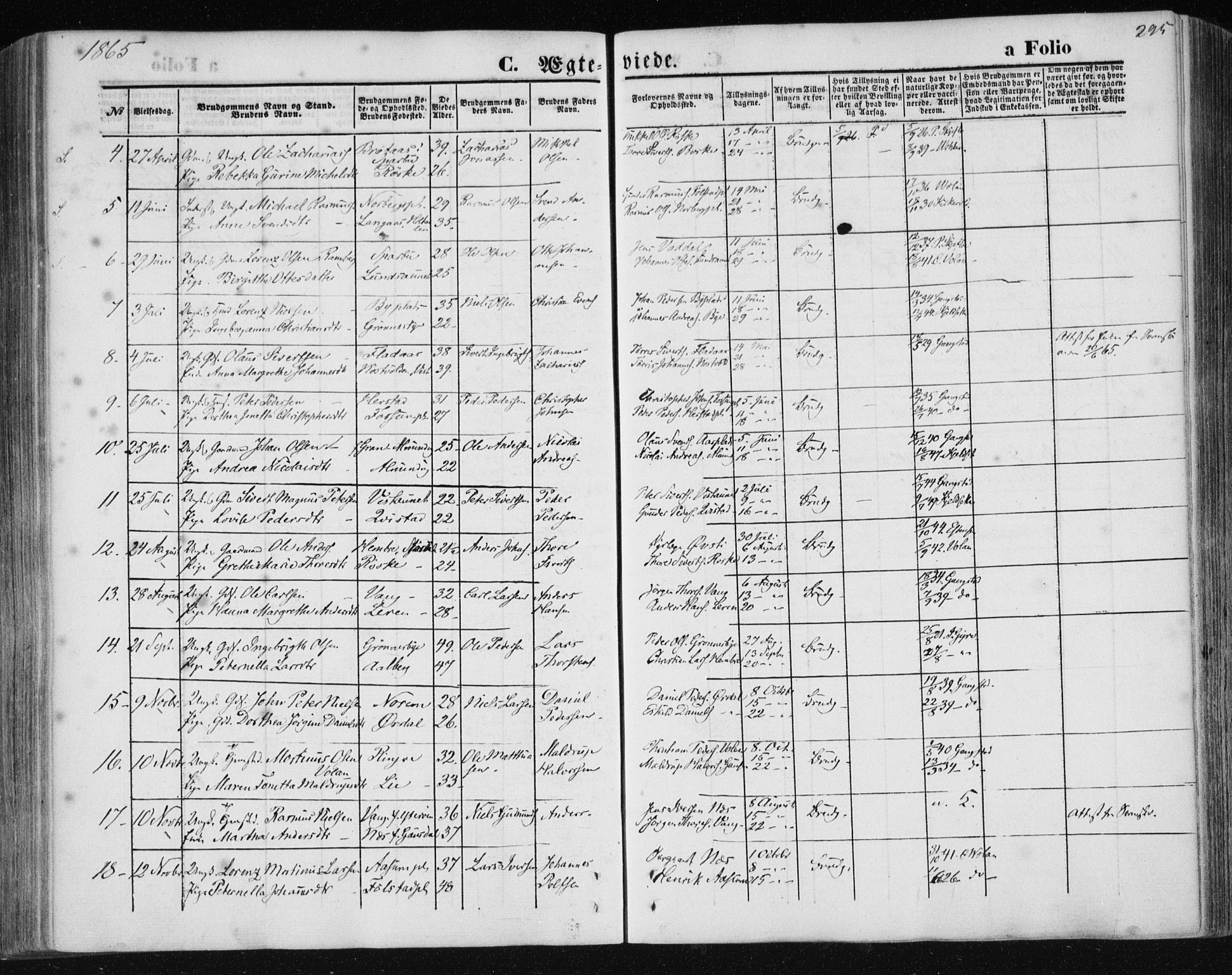 Ministerialprotokoller, klokkerbøker og fødselsregistre - Nord-Trøndelag, SAT/A-1458/730/L0283: Parish register (official) no. 730A08, 1855-1865, p. 295
