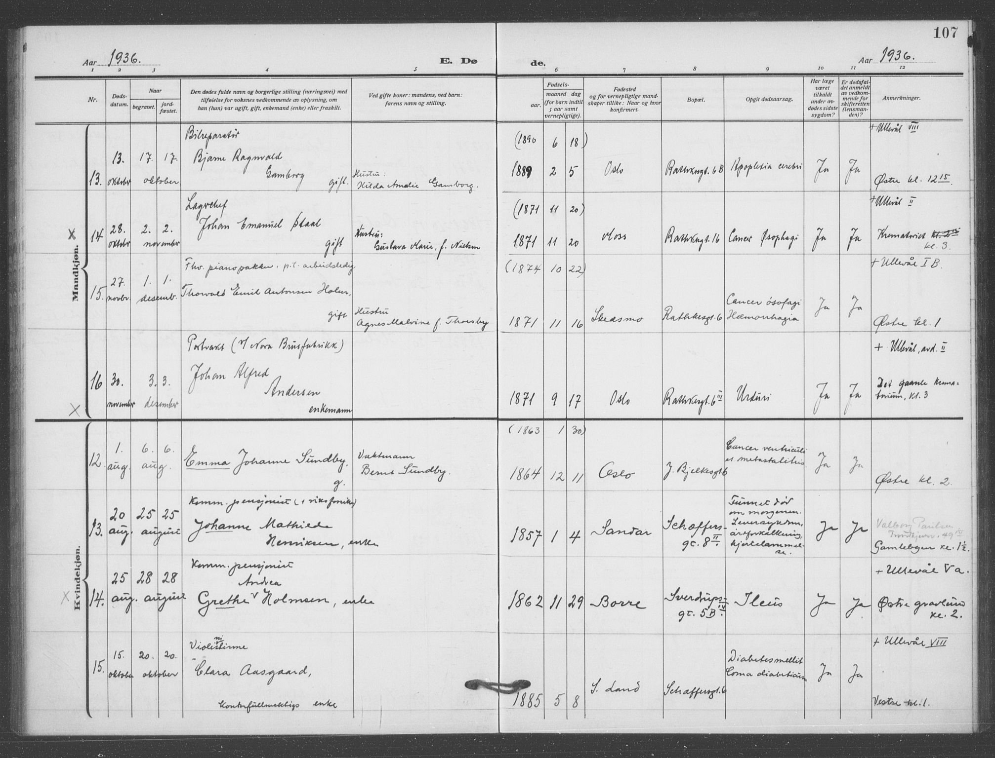 Matteus prestekontor Kirkebøker, AV/SAO-A-10870/F/Fa/L0004: Parish register (official) no. 4, 1917-1938, p. 107