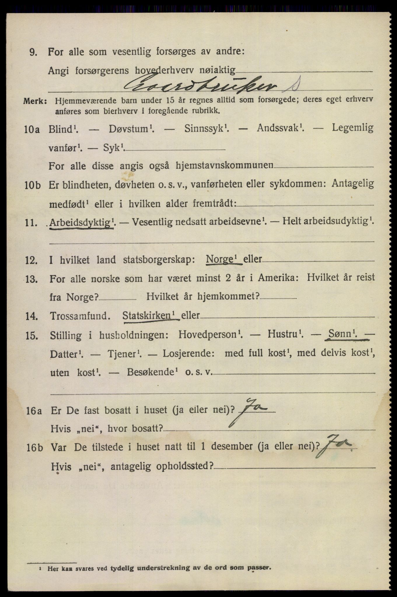 SAKO, 1920 census for Bamble, 1920, p. 7366