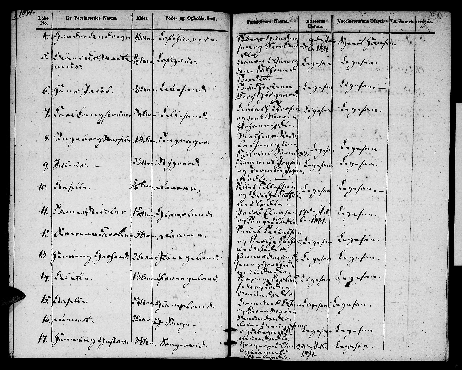 Vestre Moland sokneprestkontor, AV/SAK-1111-0046/F/Ff/L0002/0003: Vaccination register no. A VI 3, 1830-1844