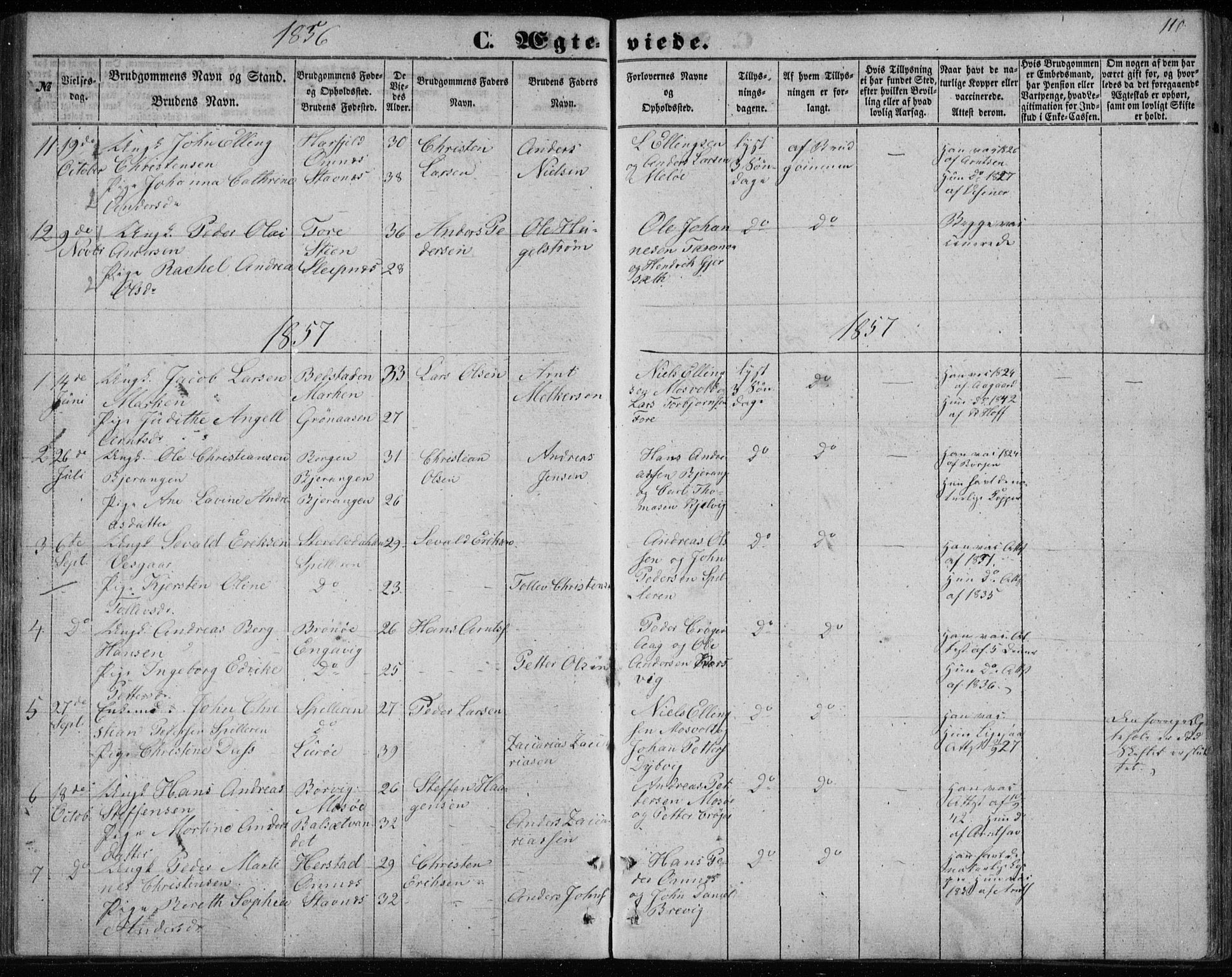Ministerialprotokoller, klokkerbøker og fødselsregistre - Nordland, SAT/A-1459/843/L0633: Parish register (copy) no. 843C02, 1853-1873, p. 110