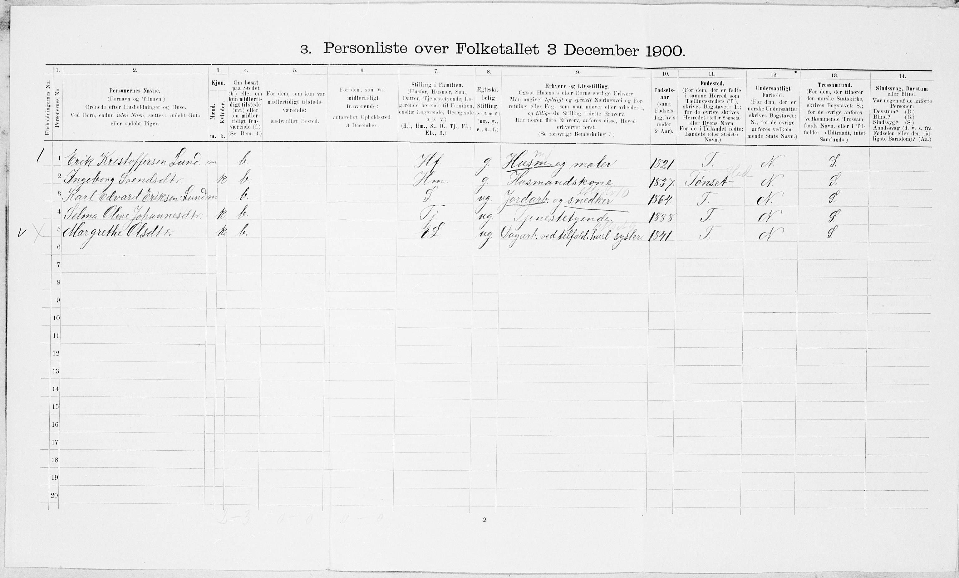 SAT, 1900 census for Skogn, 1900, p. 812