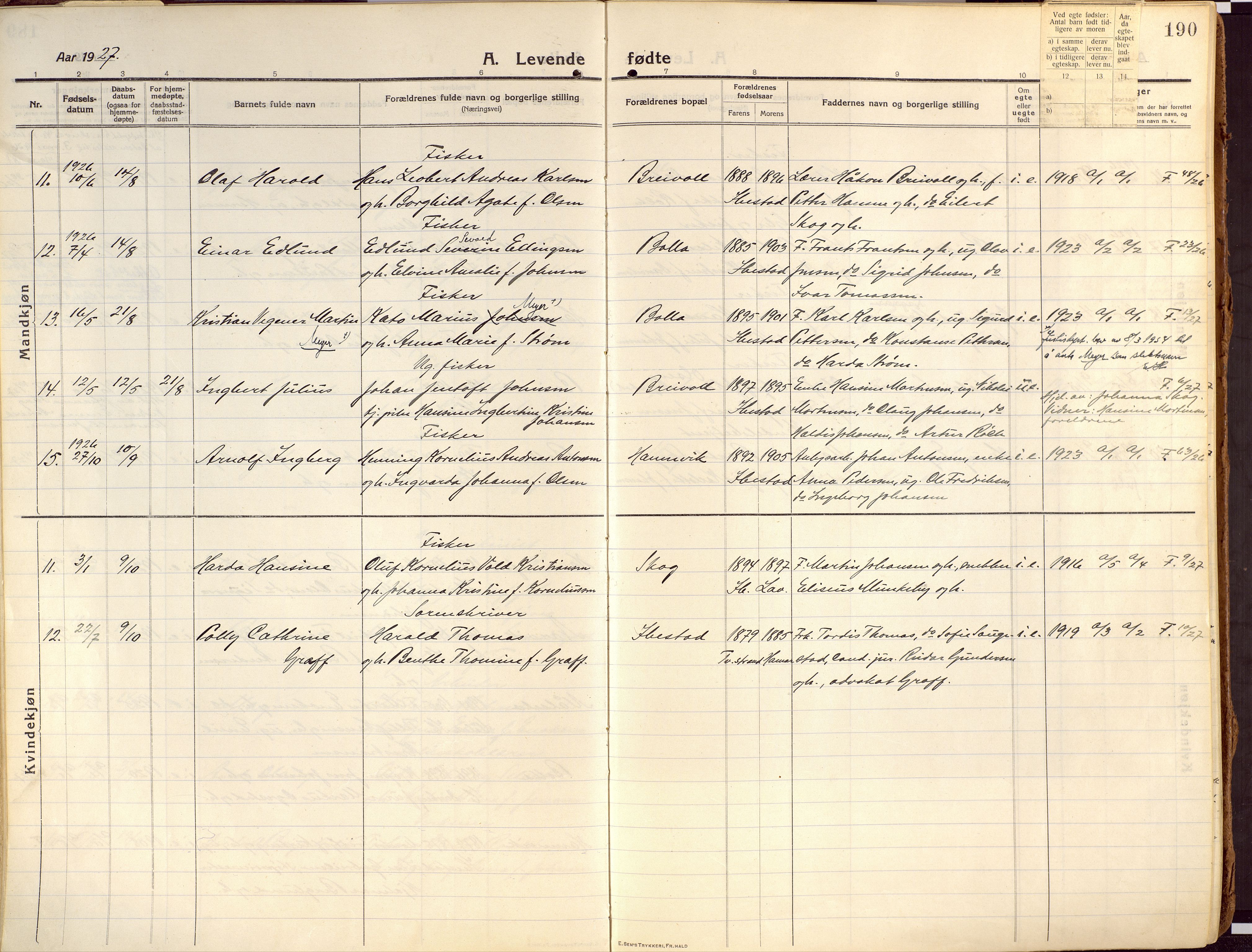 Ibestad sokneprestembete, AV/SATØ-S-0077/H/Ha/Haa/L0018kirke: Parish register (official) no. 18, 1915-1929, p. 190