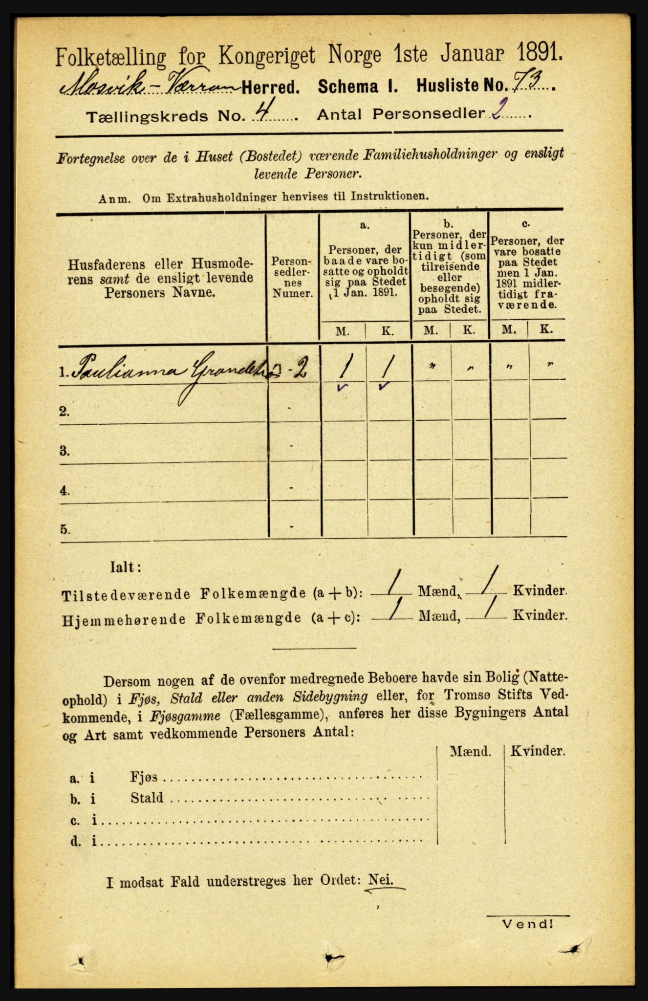 RA, 1891 census for 1723 Mosvik og Verran, 1891, p. 1390