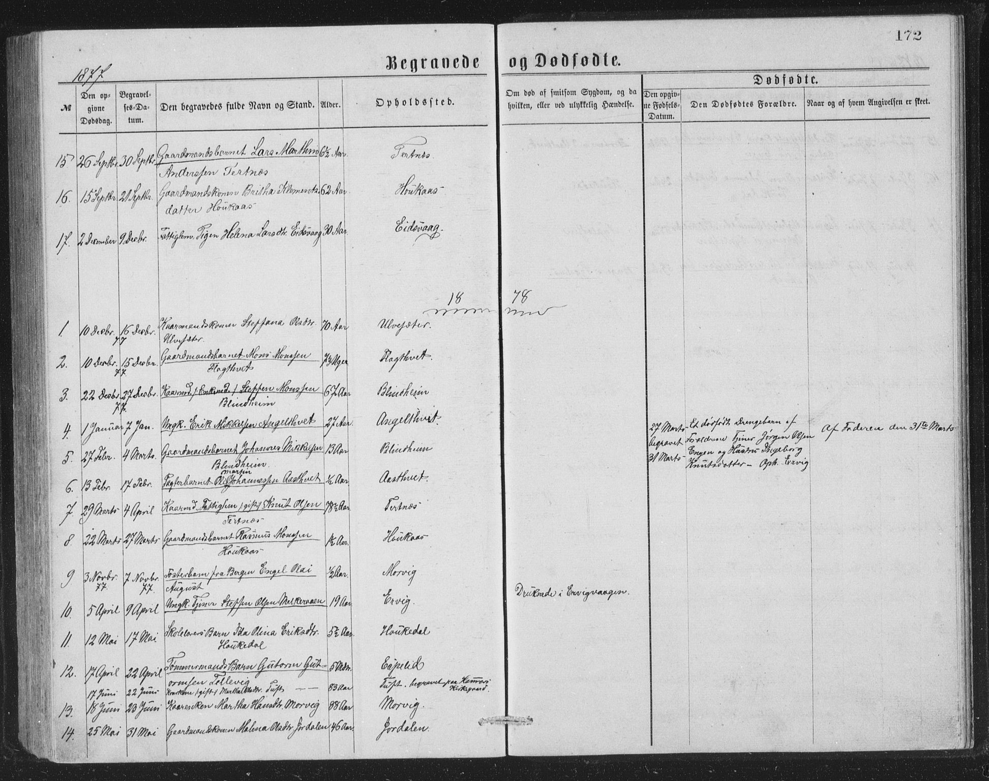 Åsane sokneprestembete, SAB/A-79401/H/Hab: Parish register (copy) no. A 1, 1870-1884, p. 172