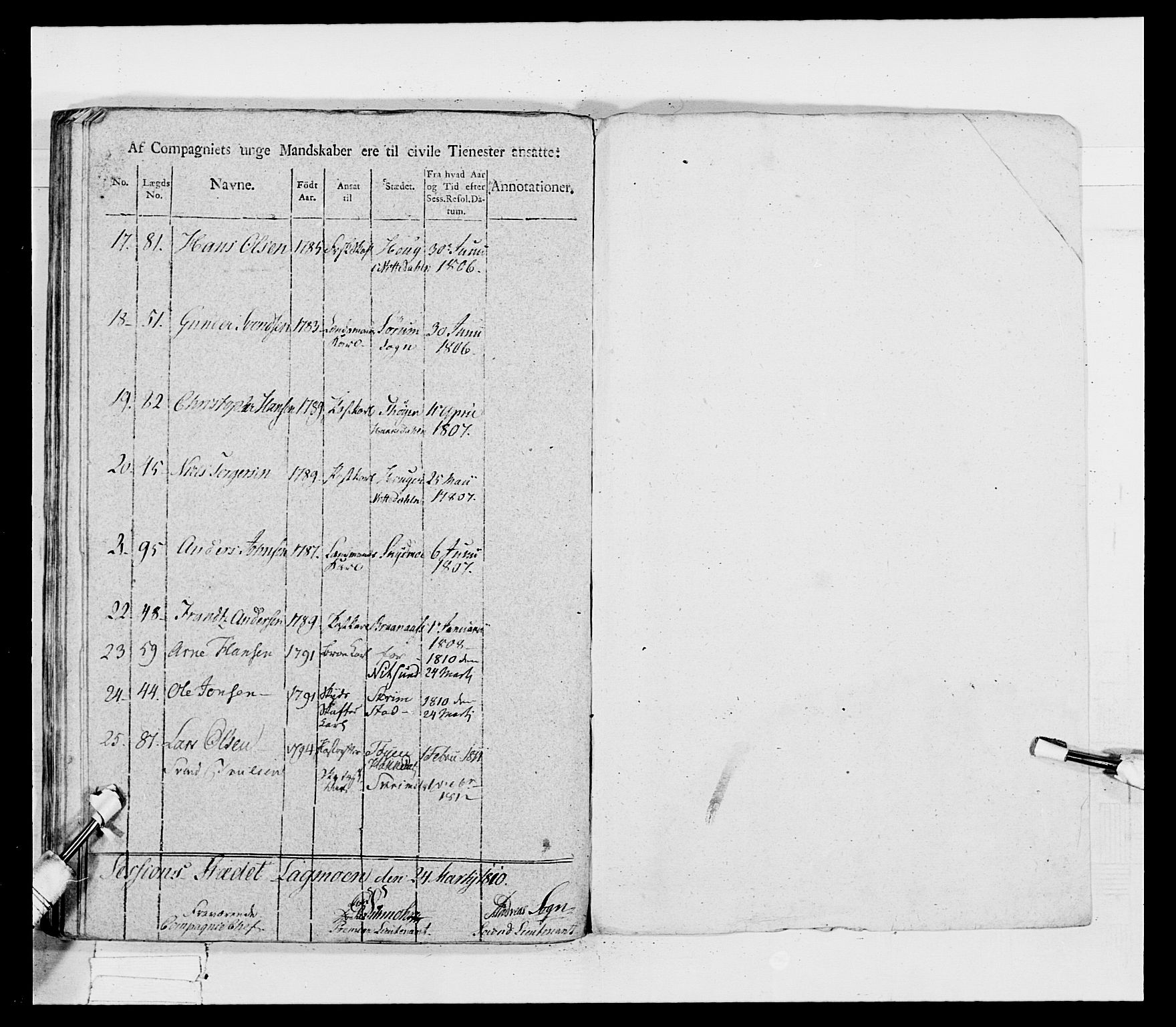 Generalitets- og kommissariatskollegiet, Det kongelige norske kommissariatskollegium, AV/RA-EA-5420/E/Eh/L0033: Nordafjelske gevorbne infanteriregiment, 1810, p. 107