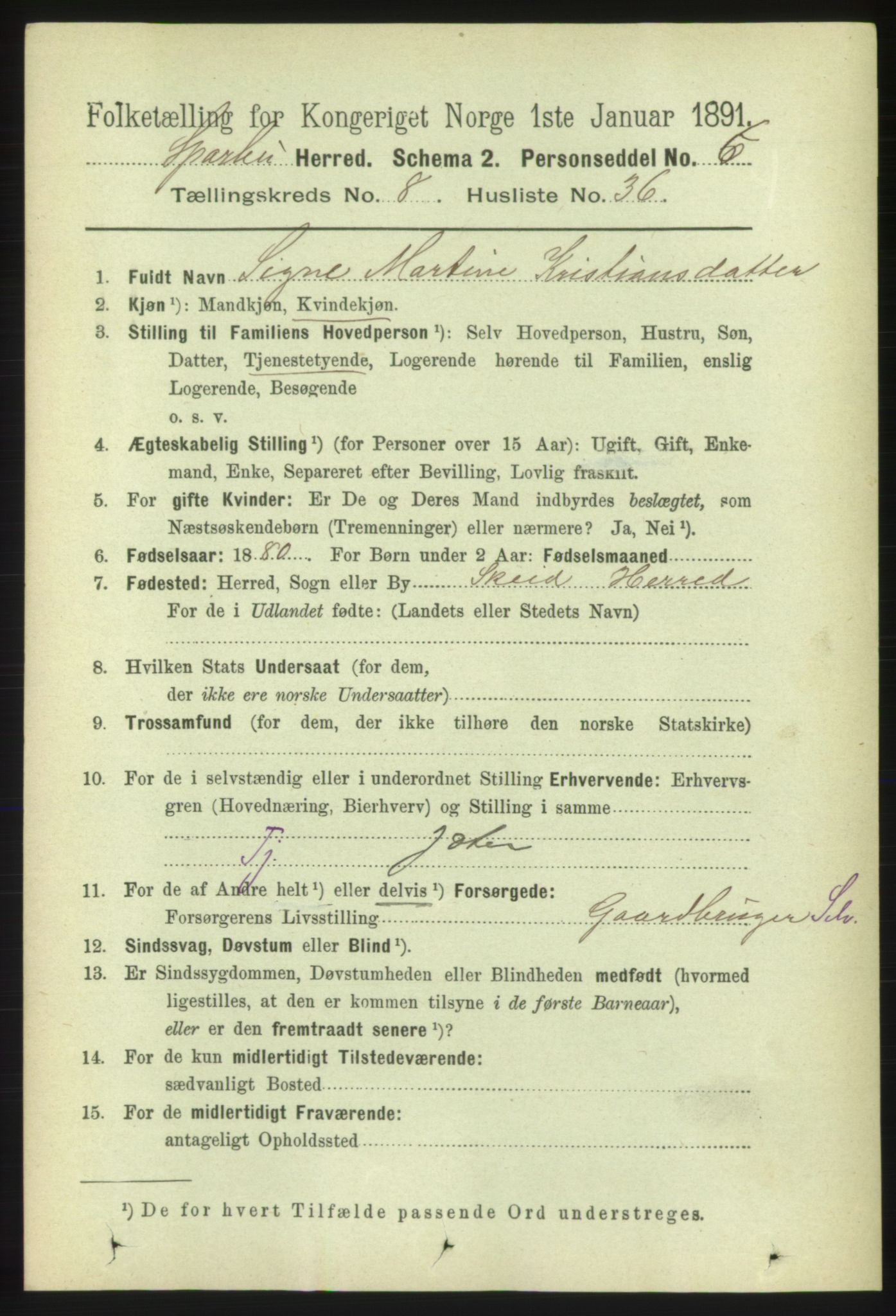 RA, 1891 census for 1731 Sparbu, 1891, p. 2998