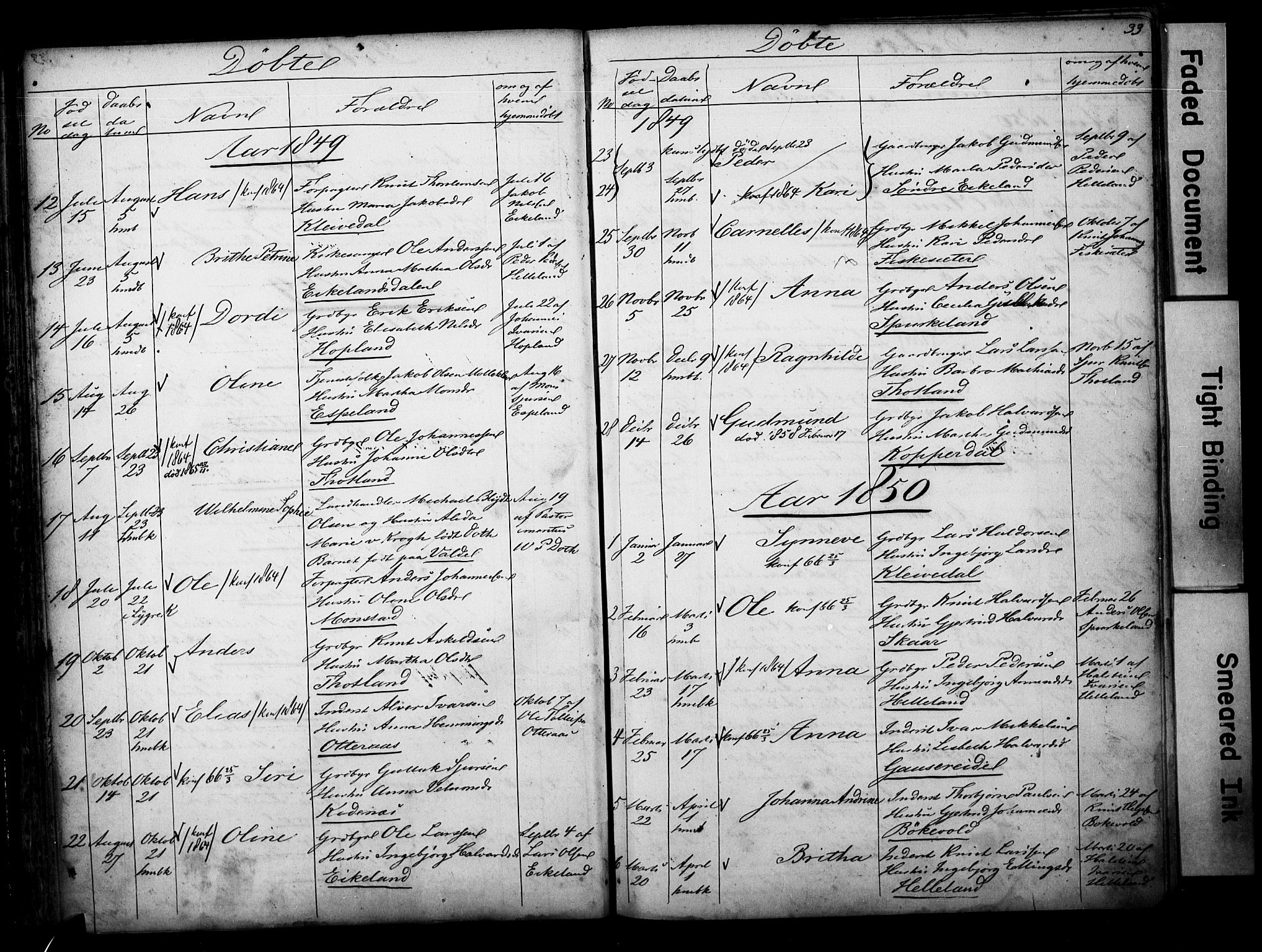 Alversund Sokneprestembete, SAB/A-73901/H/Ha/Hab: Parish register (copy) no. D 1, 1800-1870, p. 33