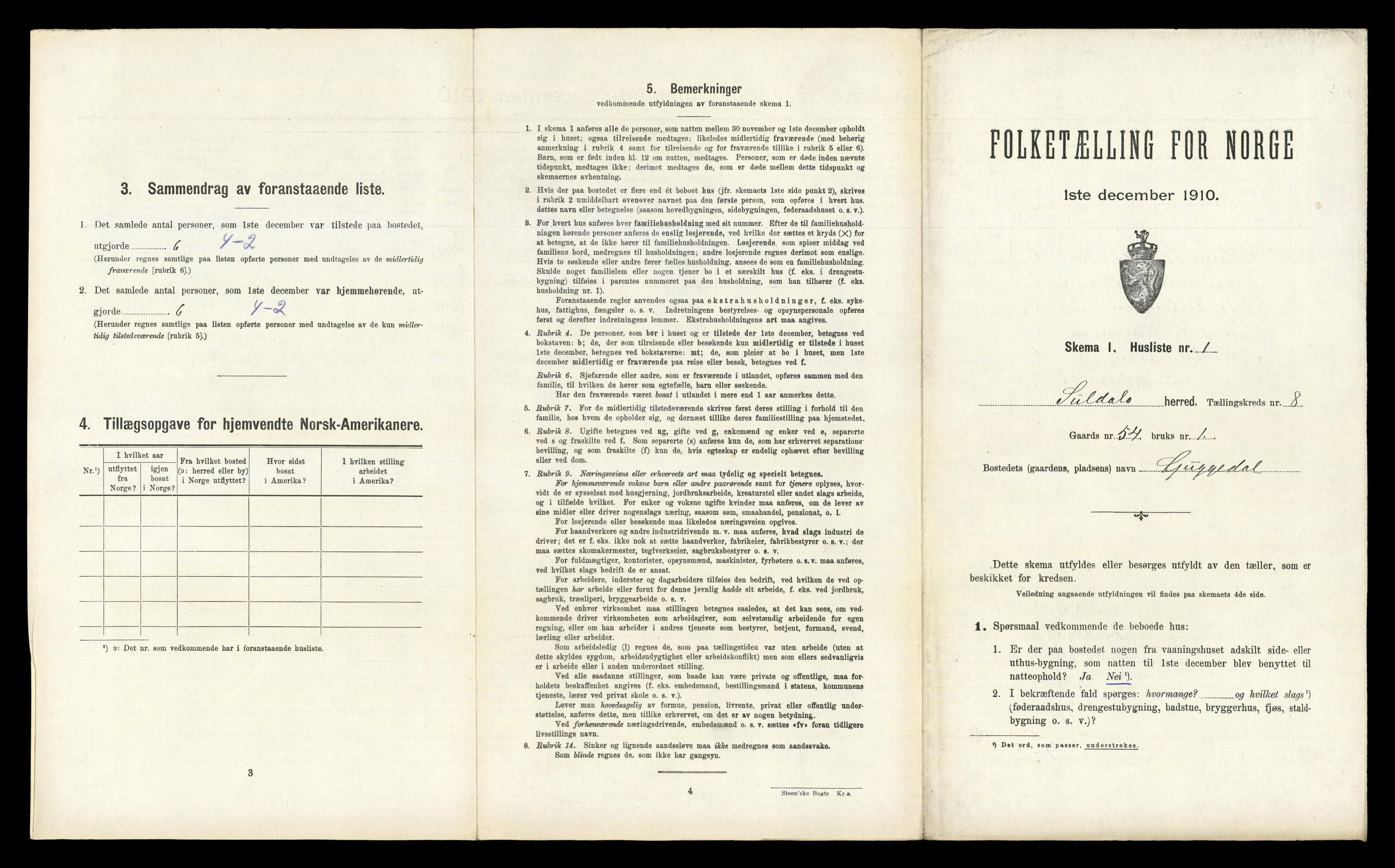RA, 1910 census for Suldal, 1910, p. 513