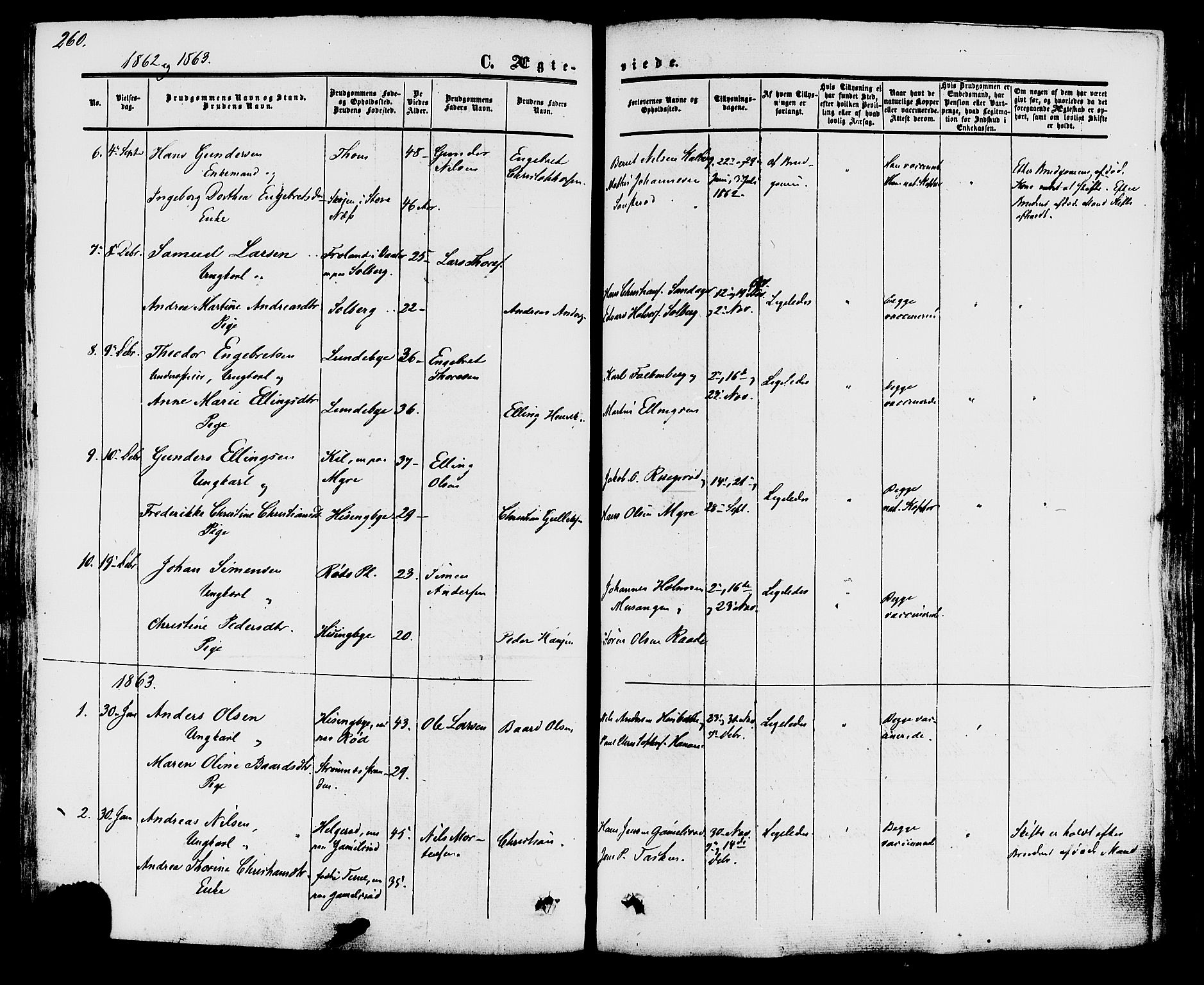 Råde prestekontor kirkebøker, AV/SAO-A-2009/F/Fa/L0006: Parish register (official) no. 6, 1854-1877, p. 260