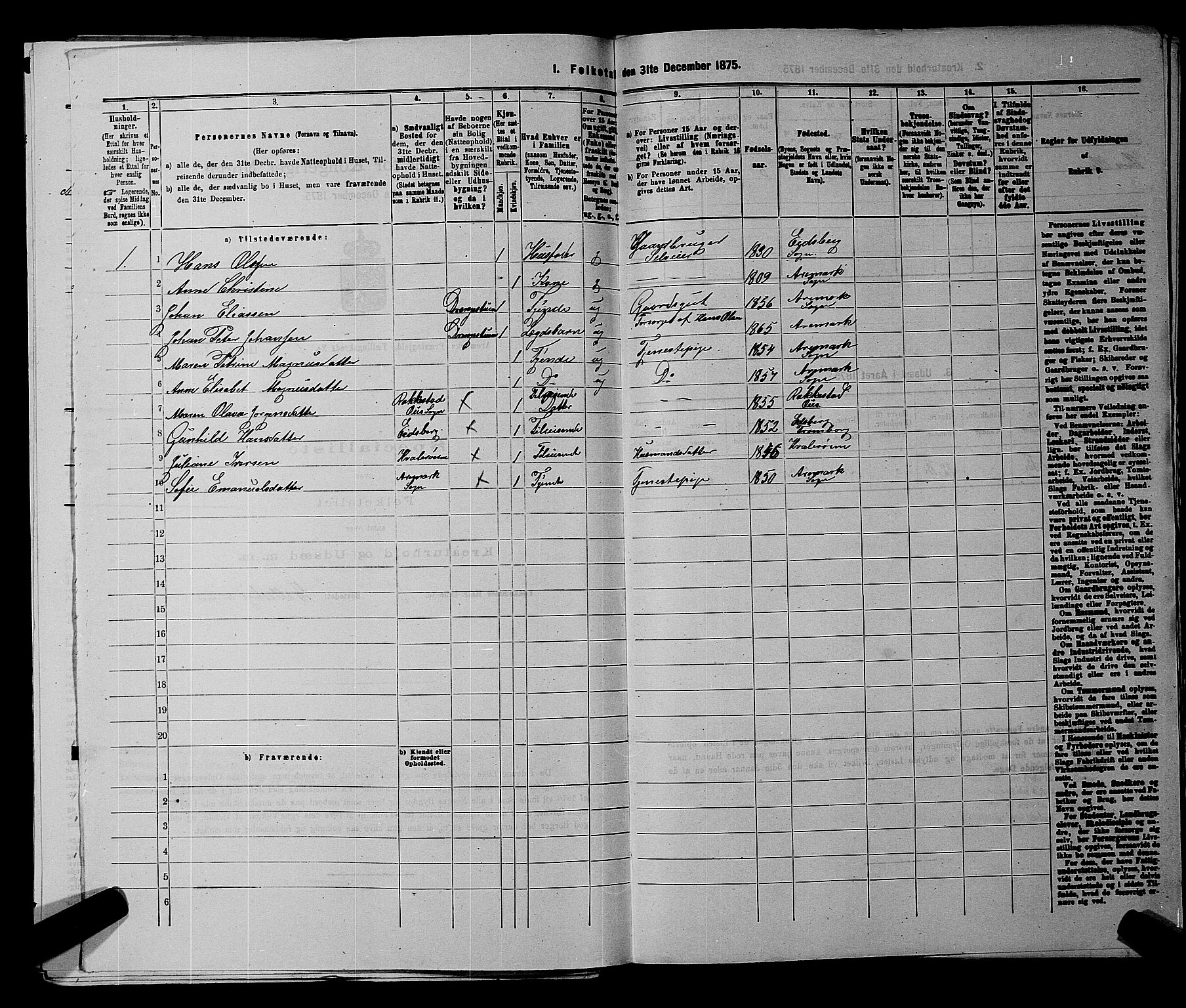 RA, 1875 census for 0118P Aremark, 1875, p. 174