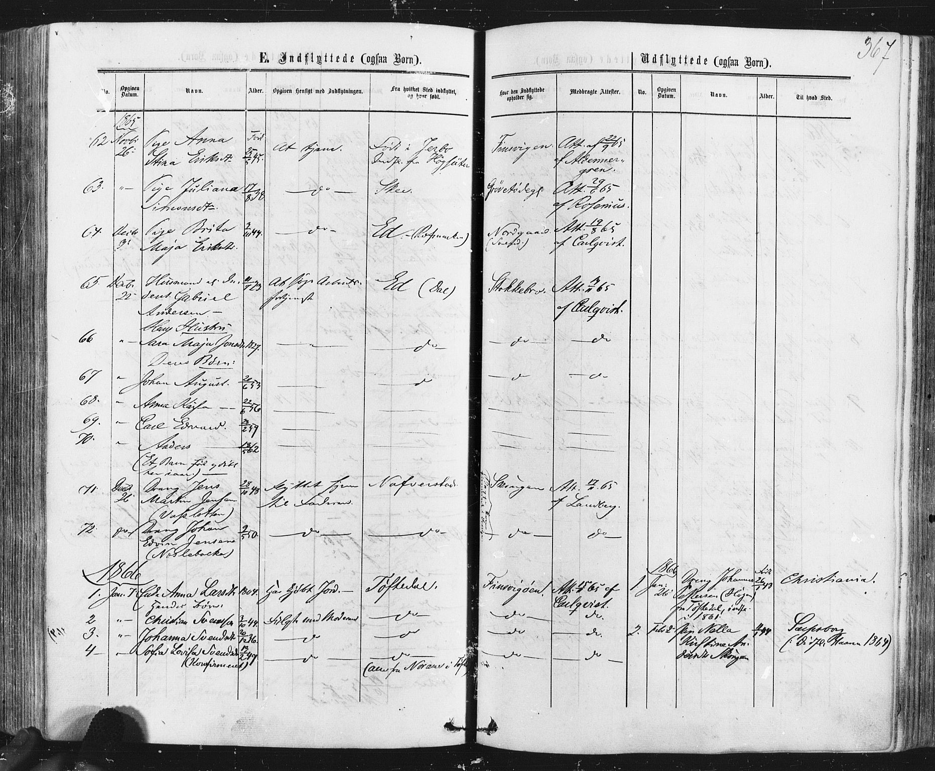 Idd prestekontor Kirkebøker, SAO/A-10911/F/Fc/L0005: Parish register (official) no. III 5, 1861-1877, p. 367