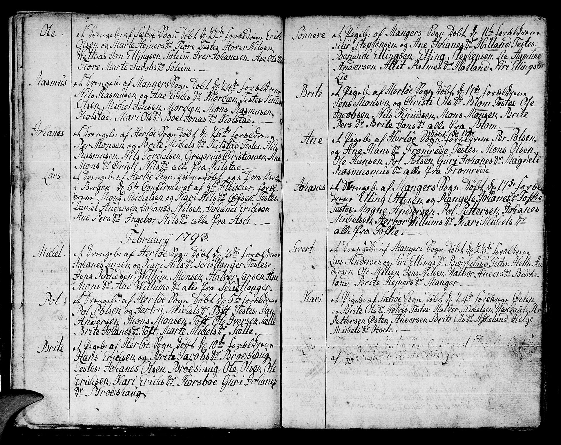 Manger sokneprestembete, AV/SAB-A-76801/H/Haa: Parish register (official) no. A 2, 1792-1815, p. 10