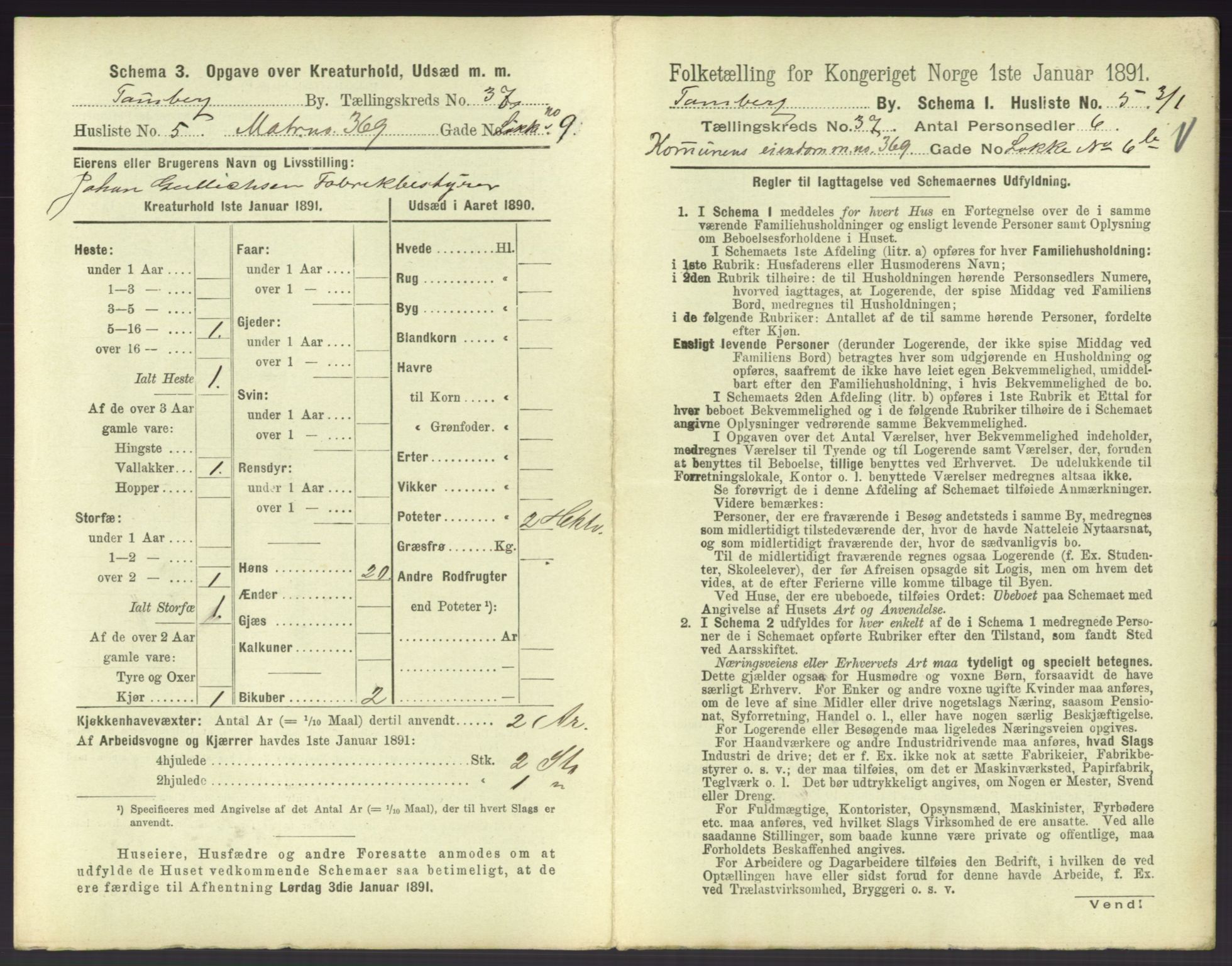 RA, 1891 census for 0705 Tønsberg, 1891, p. 1056